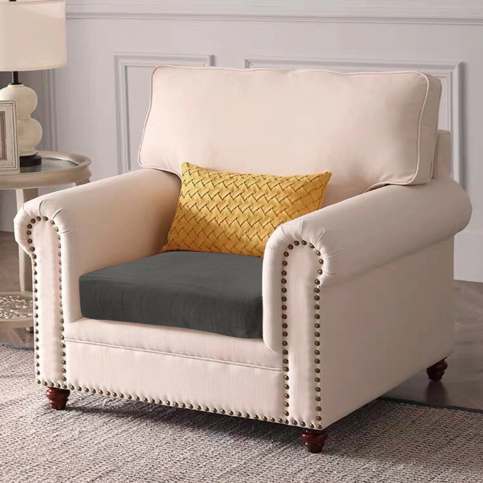 YSTYLE Velvet Stretch Sofa Seat Cover Large 1 Seater Anti Slip-YSTYLE