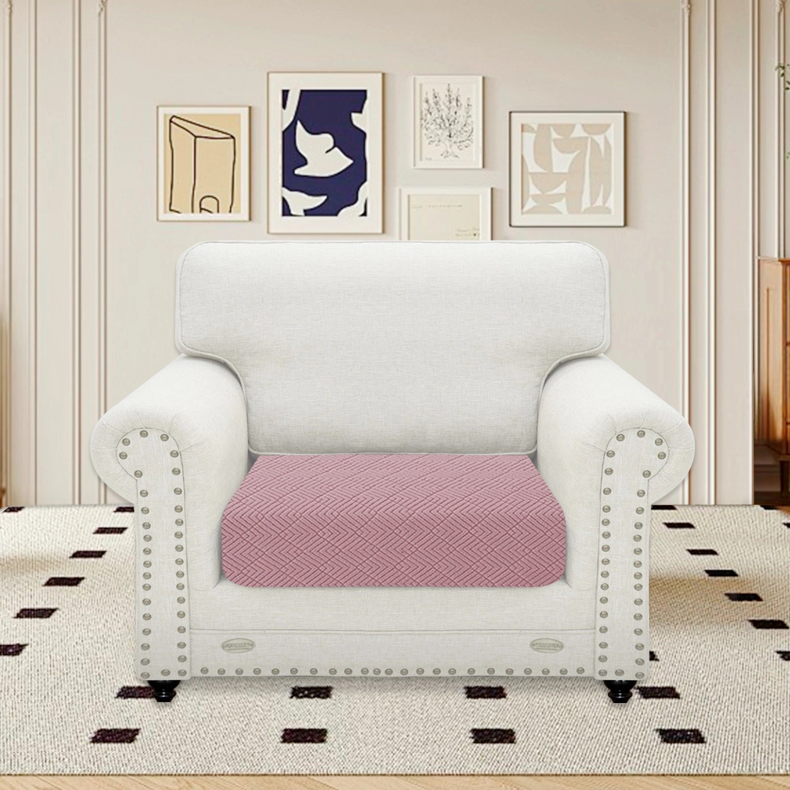 YSTYLE 1 Piece-Large Sofa Cushion Cover – Stretch Fit, Universal Use, Anti-Slip, Scratch Resistant, Geometric Design-Rhombic