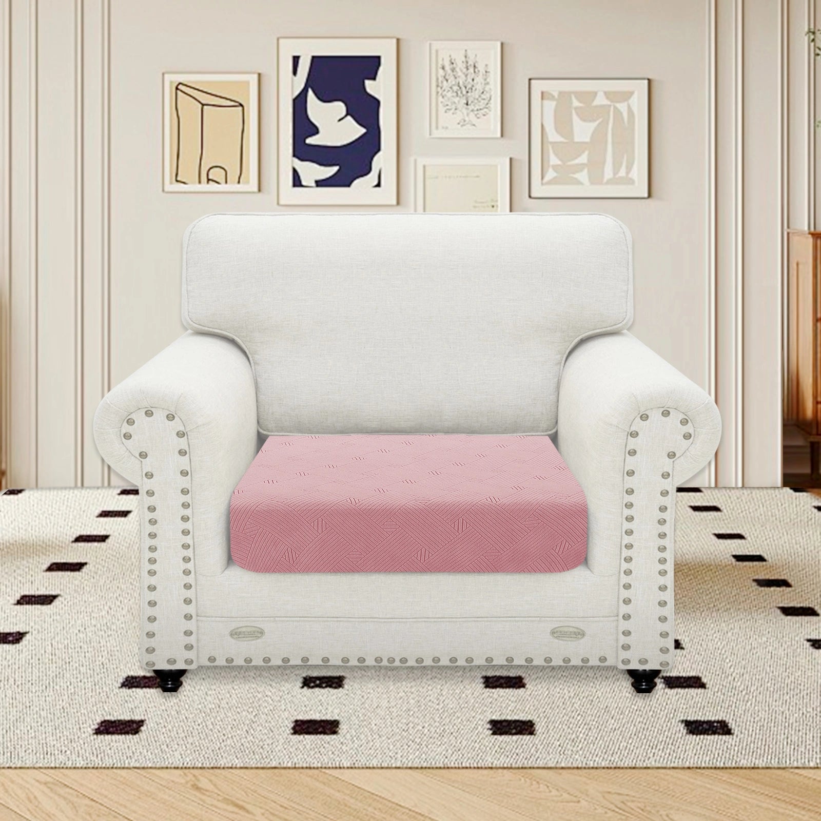 YSTYLE Sofa 1 Piece-Large Cushion Cover – Stretch Fit, Anti-Slip, Geometric Pattern, Universal Use, Full Protection-Intertwined Pattern