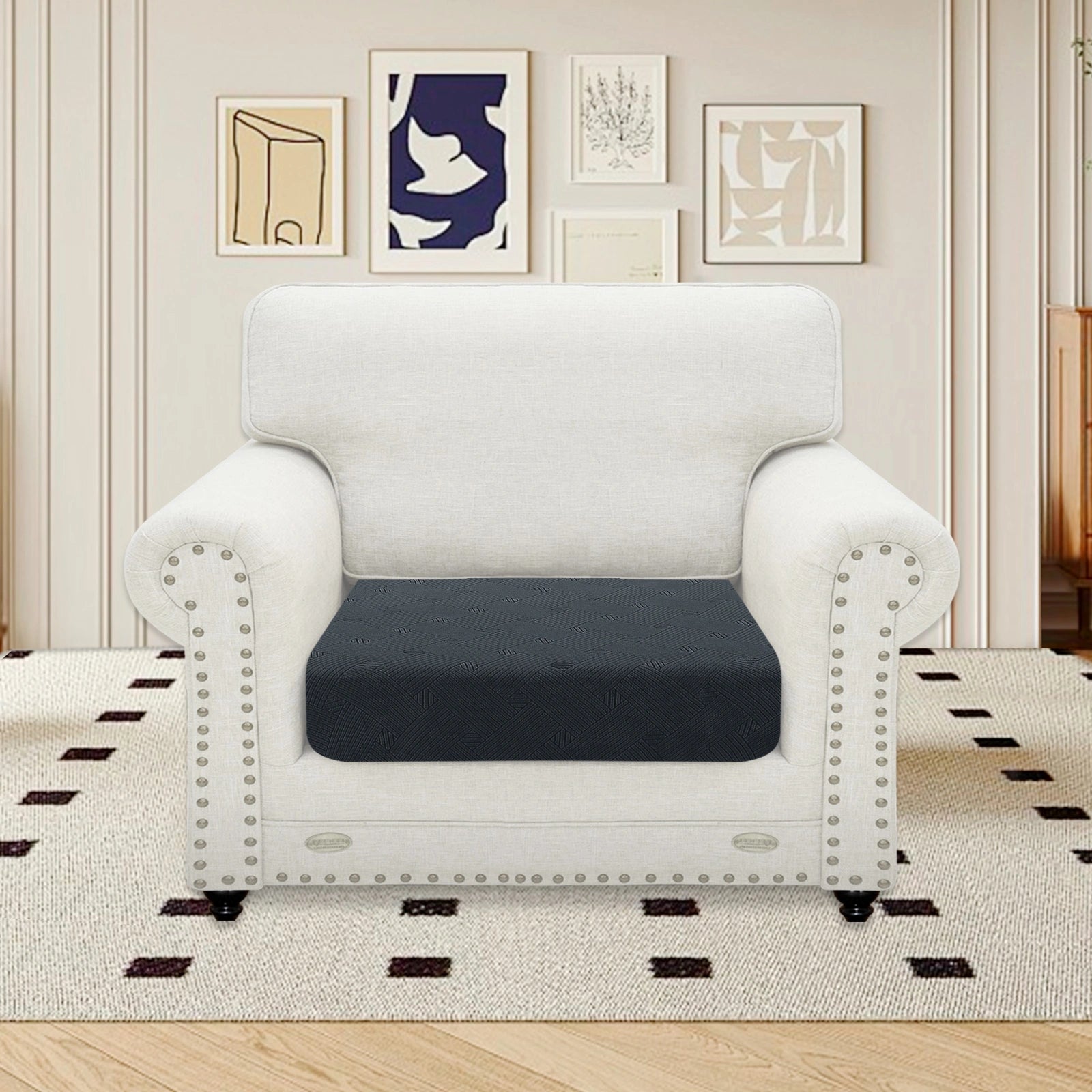 YSTYLE Sofa 1 Piece-Large Cushion Cover – Stretch Fit, Anti-Slip, Geometric Pattern, Universal Use, Full Protection-Intertwined Pattern