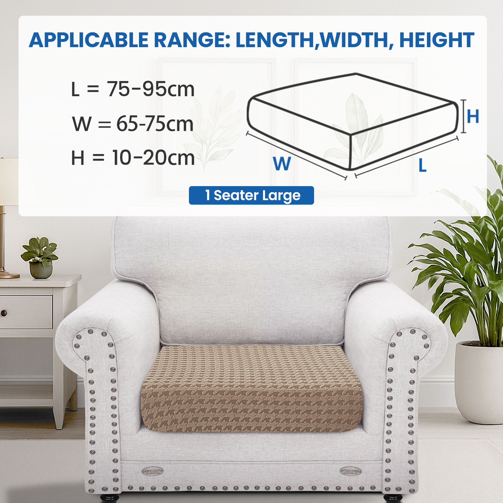 Ystyle Large 1-Seat Elastic Sofa Cushion Cover Set, Universal Stretch Sofa Seat & Back Cushion Slipcovers