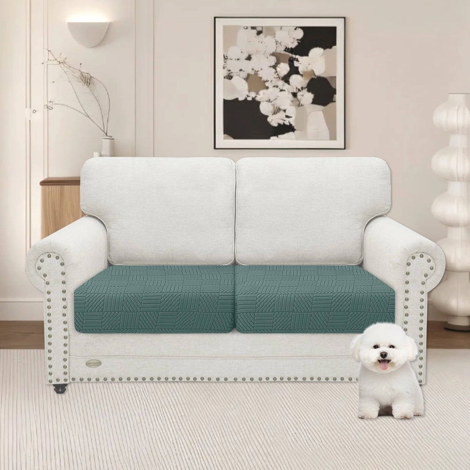 YSTYLE 2 Pieces Sofa Cushion Cover – Stretch Fit, Elastic Bottom, Universal Use, Anti-Slip, Full Protection-Five Line