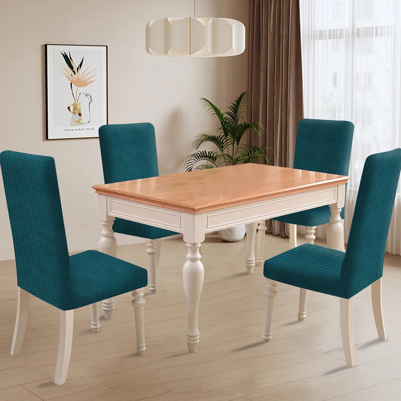 YSTYLE Chair Covers with Backrest 6 pcs – Stretch Fit, Wrinkle-Free, Pet-Friendly, Universal Size, Modern Look-Brushed Plaid