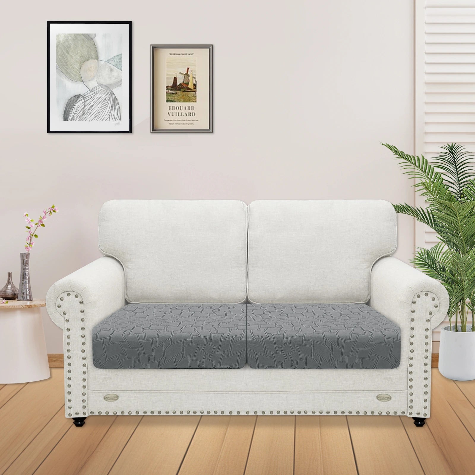 YSTYLE 2 Pieces Stretch Sofa Seat Cover 1 Seater Geometric Anti Slip-YSTYLE