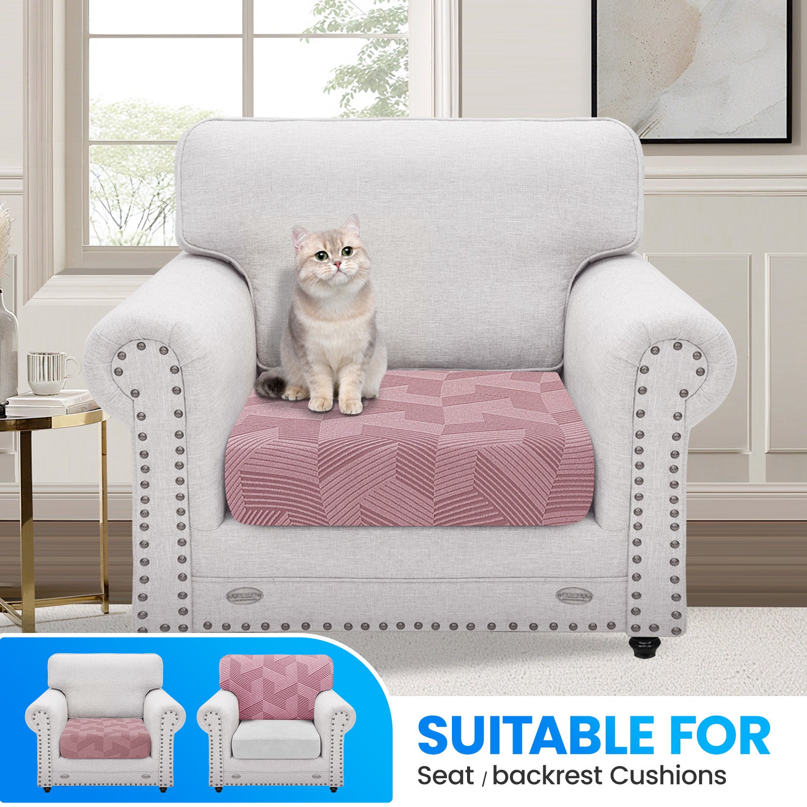 Ystyle 1 Piece Elastic Sofa Seat Cover, Universal Living Room Cushion Cover, Separate Sofa Cushion Slipcovers, Non-Slip, Stain-Resistant, Super Soft & Washable