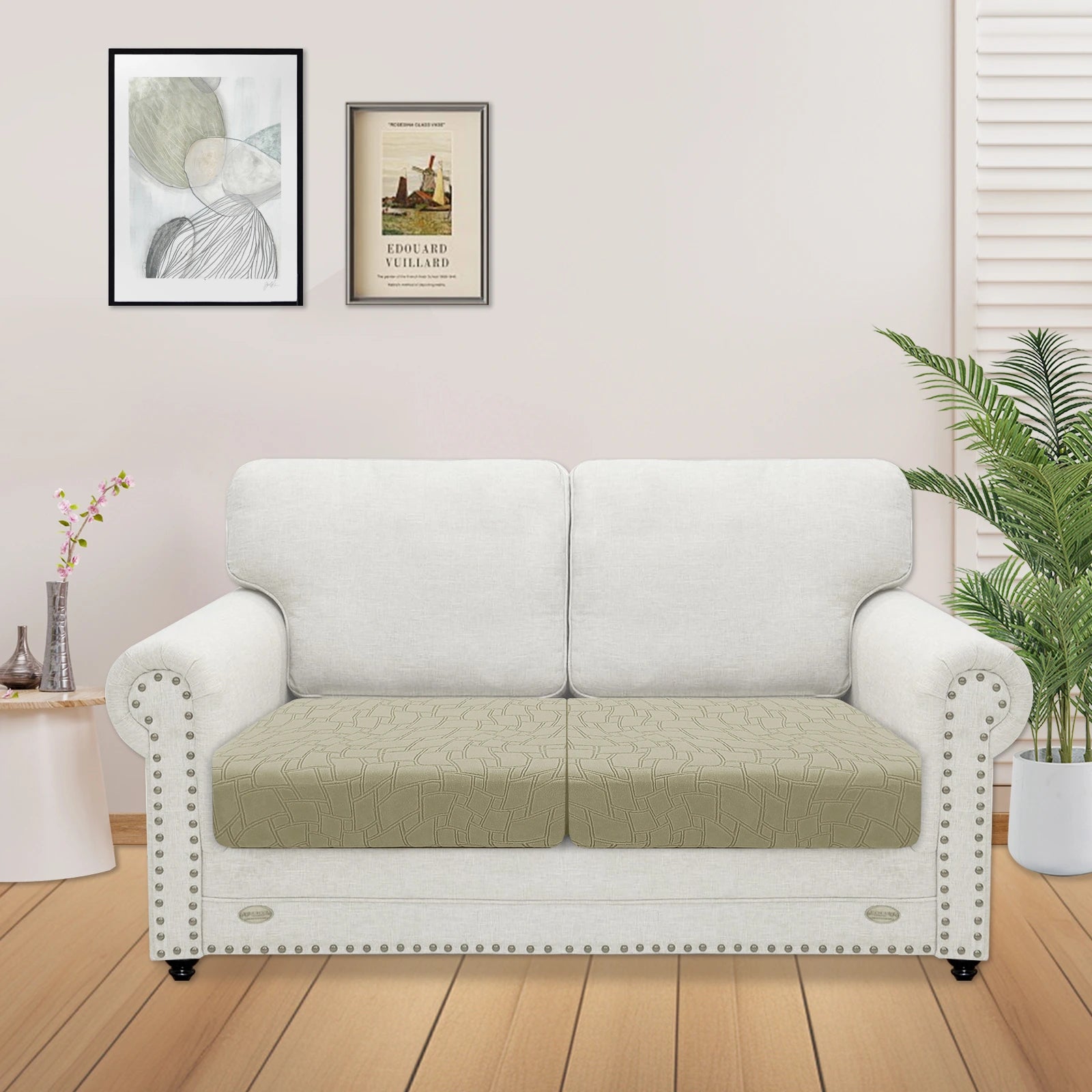 YSTYLE 2 Pieces Sofa Cushion Cover – Stretch Fit, Anti-Slip, Geometric Design, Universal Use, Washable-MouthPiece