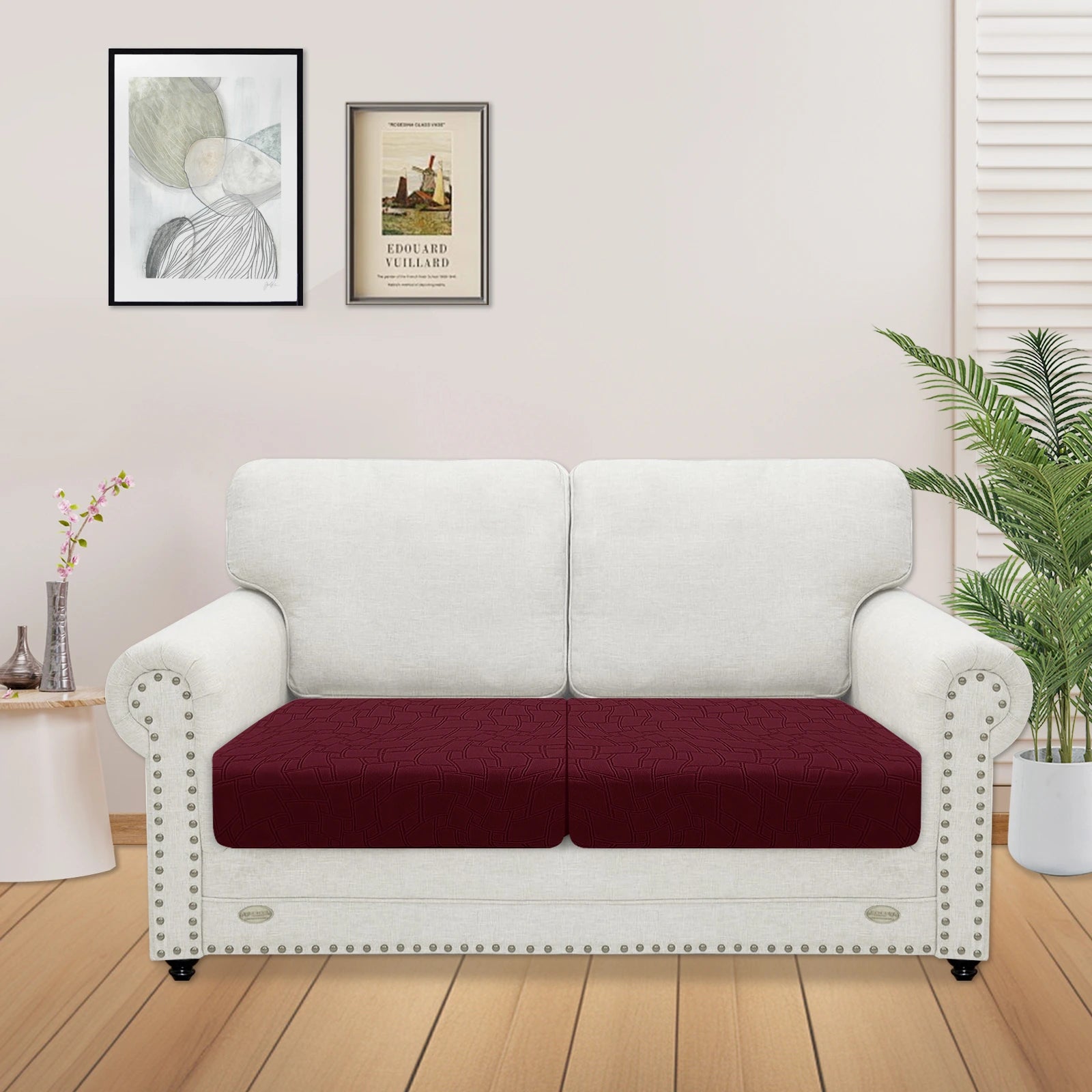 YSTYLE 2 Pieces Sofa Cushion Cover – Stretch Fit, Anti-Slip, Geometric Design, Universal Use, Washable-MouthPiece