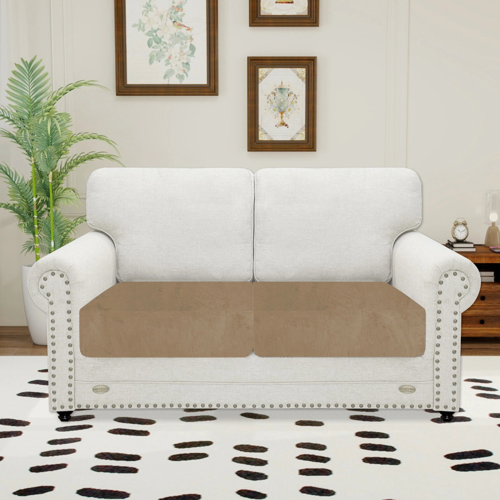 YSTYLE 2 Pieces Velvet Cushion Cover – Stretch Fit, Anti-Slip, Universal for Separate Sofa Cushions