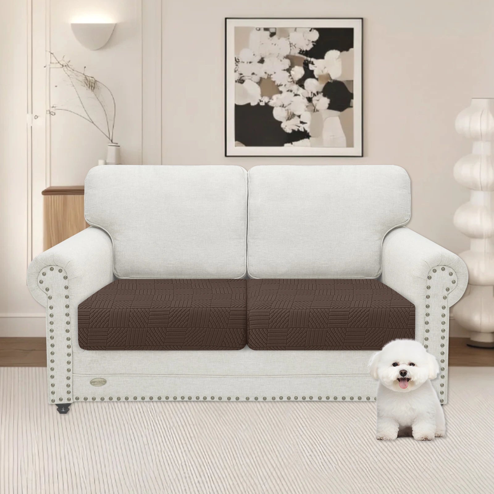 YSTYLE 2 Pieces Sofa Cushion Cover – Stretch Fit, Elastic Bottom, Universal Use, Anti-Slip, Full Protection-Five Line