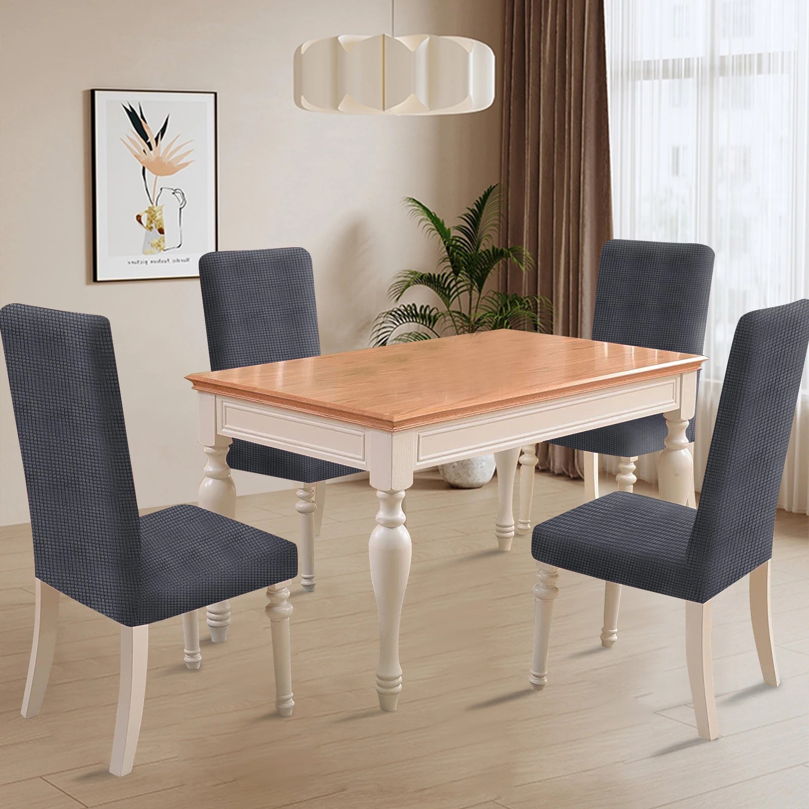 YSTYLE 6 Pieces Stretch Dining Chair Covers Jacquard Pattern-YSTYLE