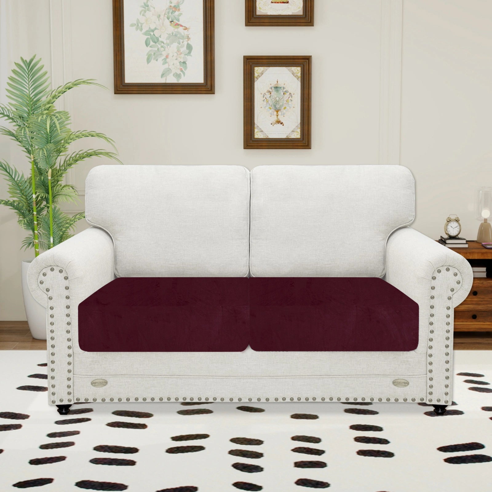 YSTYLE 2 Pieces Velvet Cushion Cover – Stretch Fit, Anti-Slip, Universal for Separate Sofa Cushions