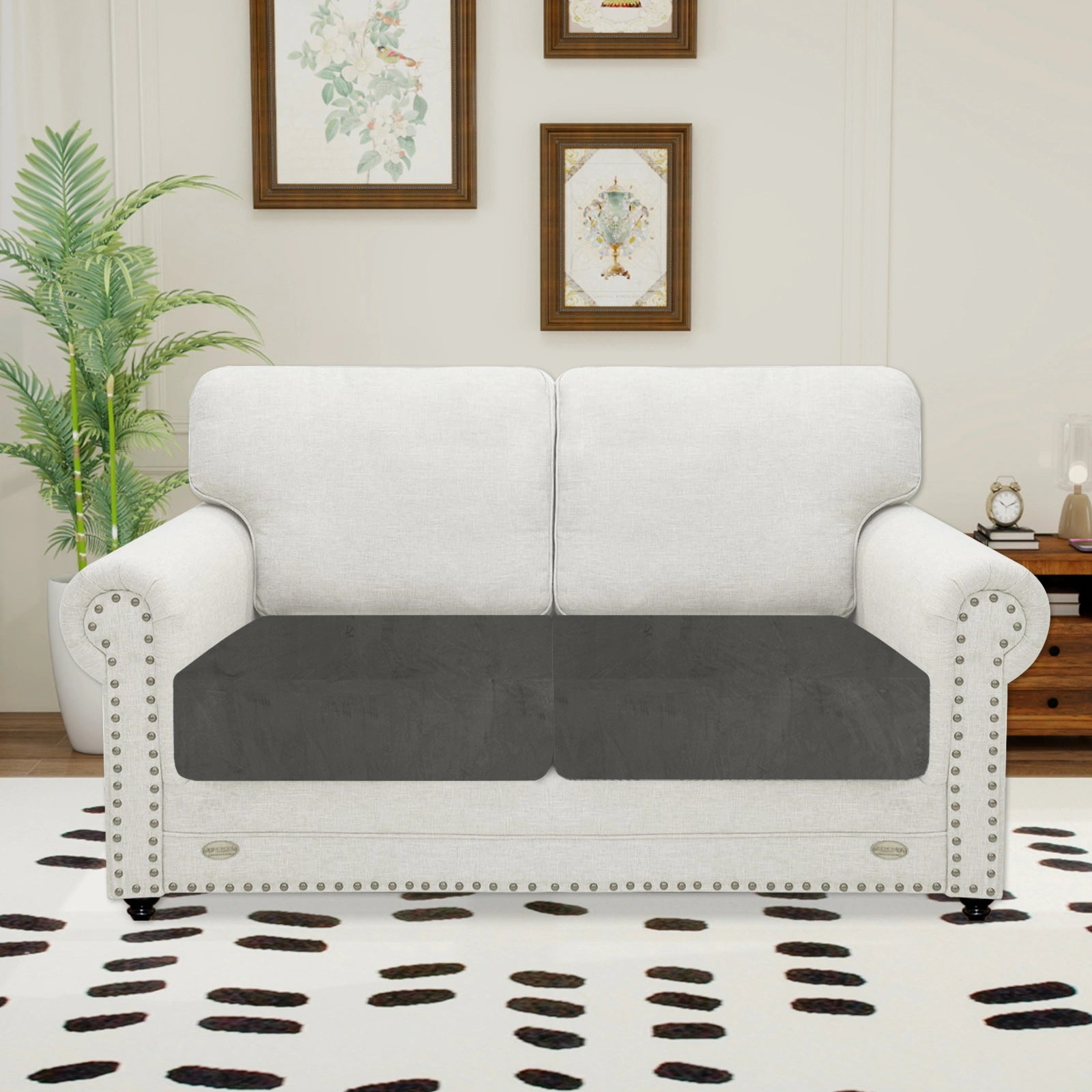 YSTYLE 2 Pieces Velvet Cushion Cover – Stretch Fit, Anti-Slip, Universal for Separate Sofa Cushions