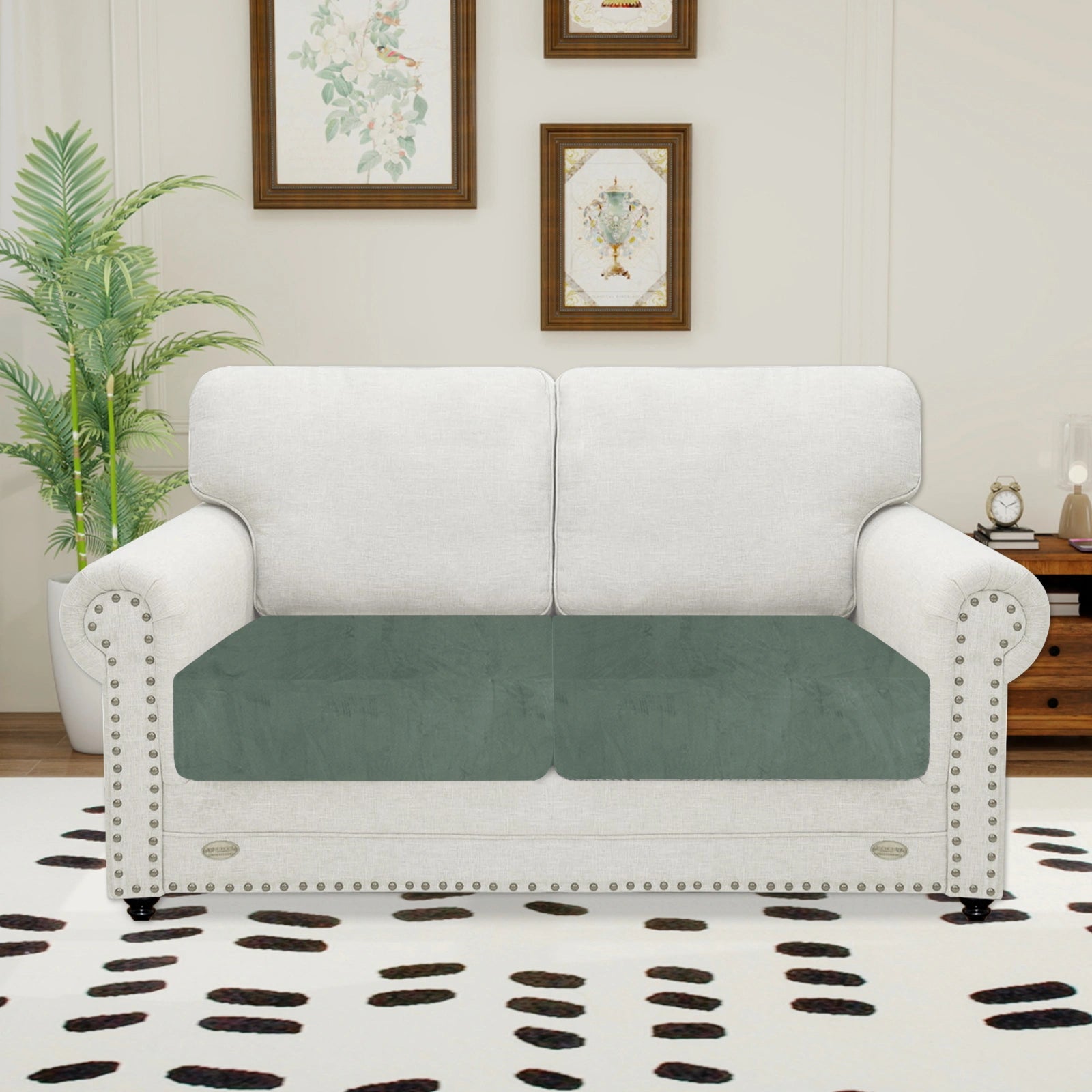 YSTYLE 2 Pieces Velvet Stretch Sofa Seat Cover 1 Seater Anti Slip-YSTYLE