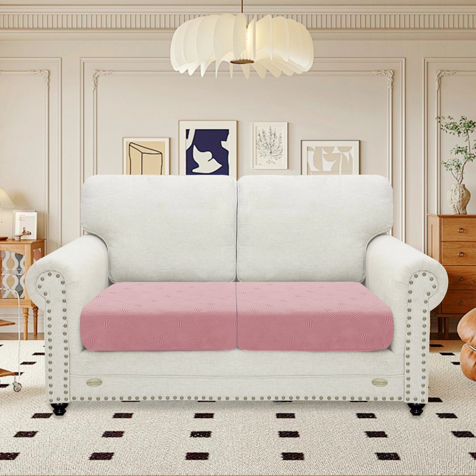 YSTYLE Sofa 2 Pieces Cushion Cover – Stretch Fit, Anti-Slip, Geometric Pattern, Universal Use, Full Protection-Intertwined Pattern