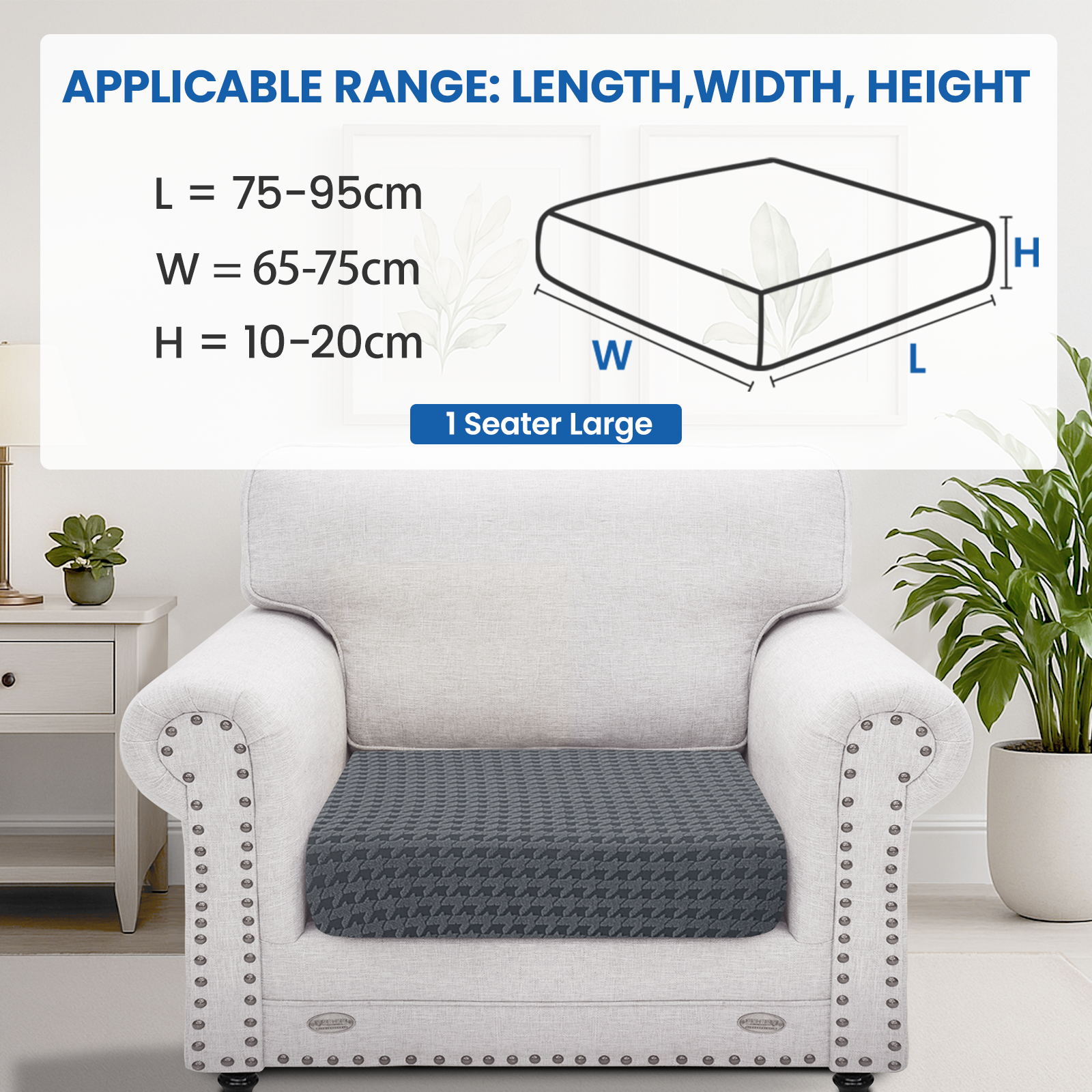Ystyle Large 1-Seat Elastic Sofa Cushion Cover Set, Universal Stretch Sofa Seat & Back Cushion Slipcovers