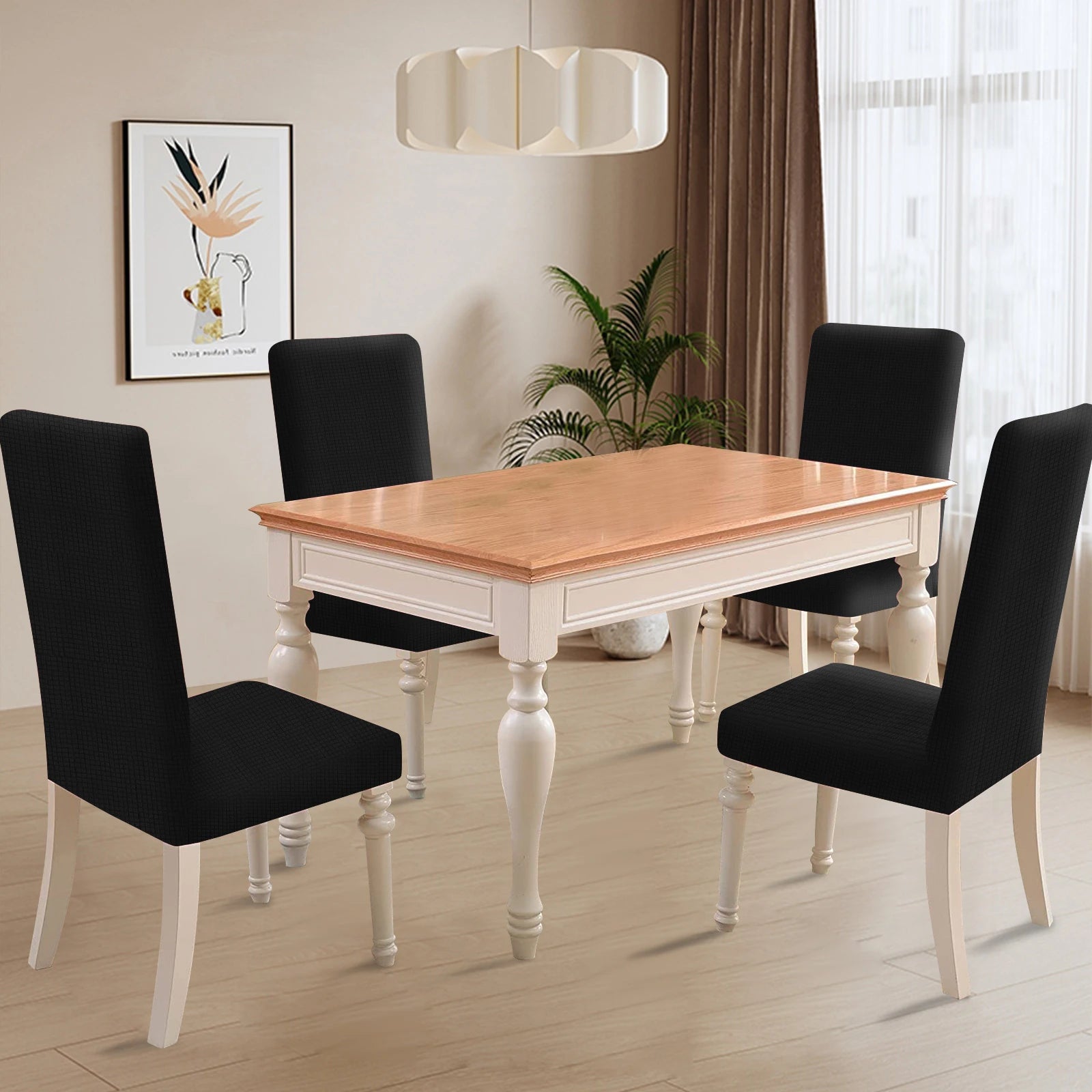 YSTYLE 6 Pieces Stretch Dining Chair Covers Jacquard Pattern-YSTYLE