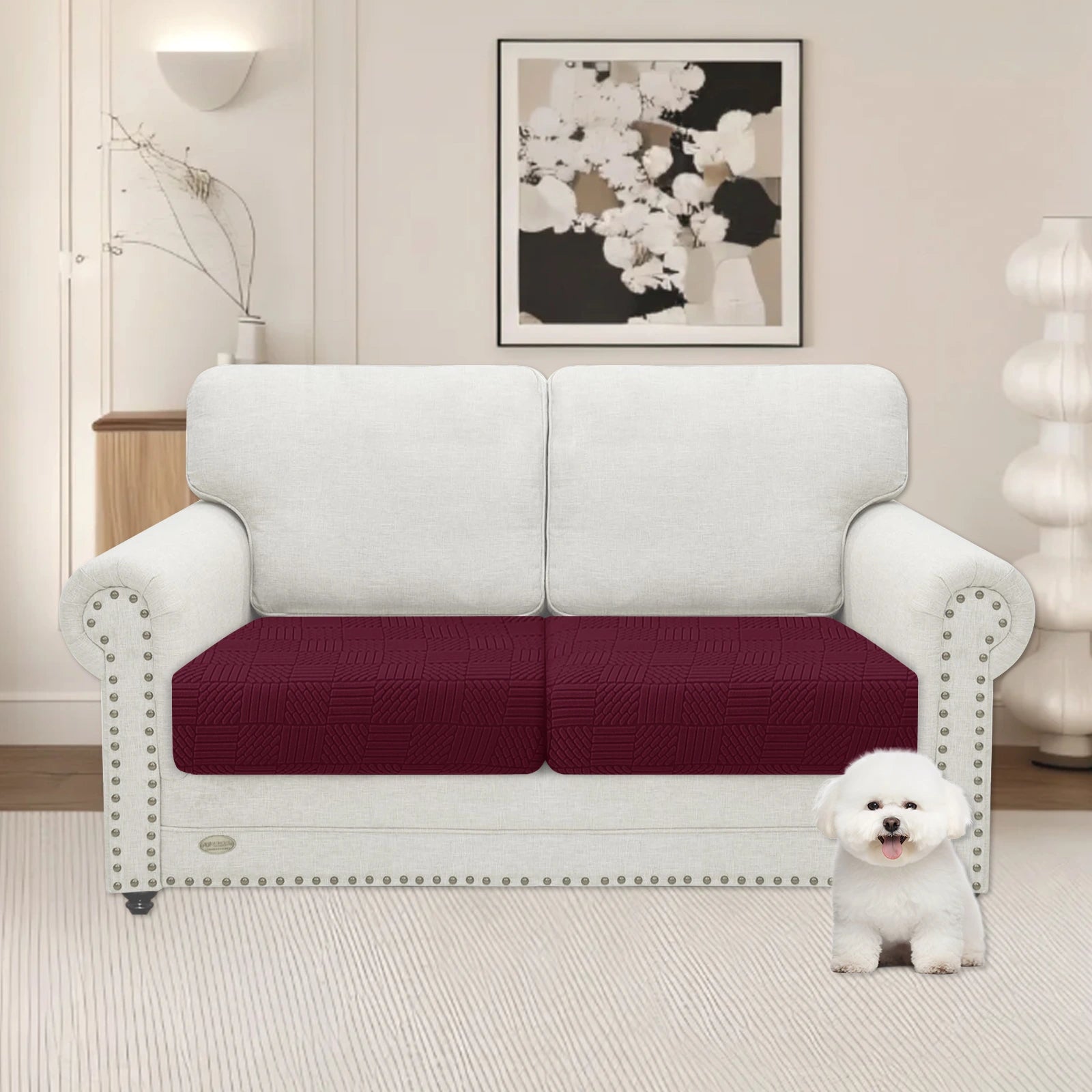 YSTYLE 2 Pieces Sofa Cushion Cover – Stretch Fit, Elastic Bottom, Universal Use, Anti-Slip, Full Protection-Five Line