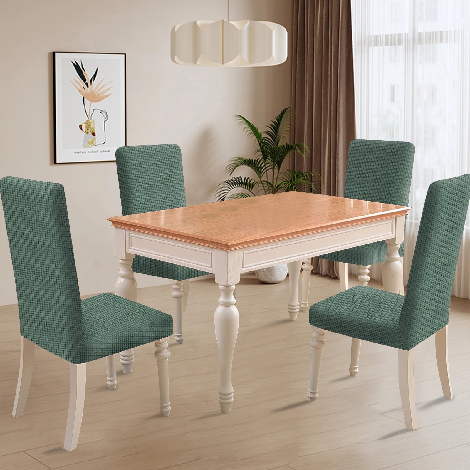 YSTYLE 6 Pieces Stretch Dining Chair Covers Jacquard Pattern-YSTYLE