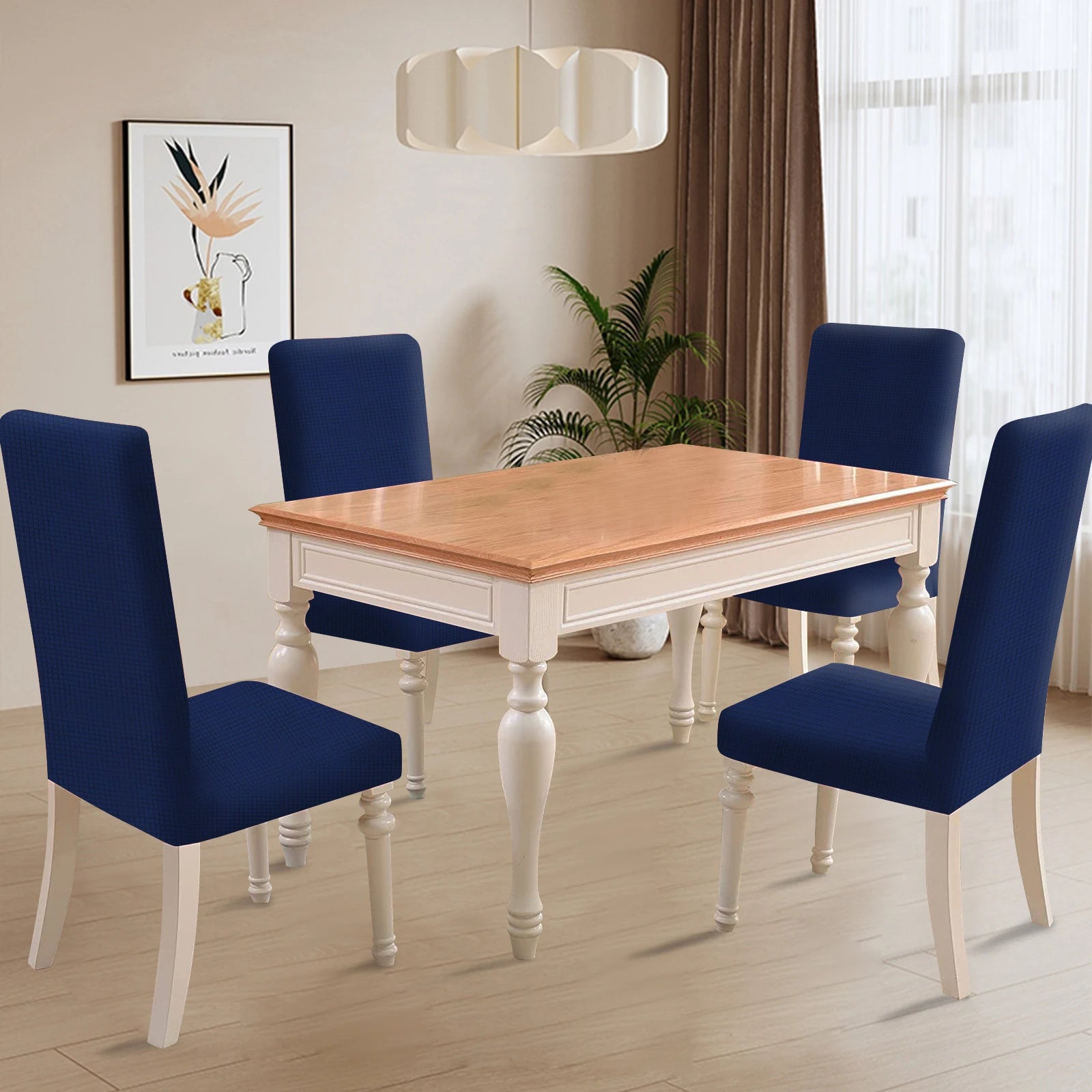 YSTYLE 6 Pieces Stretch Dining Chair Covers Jacquard Pattern-YSTYLE