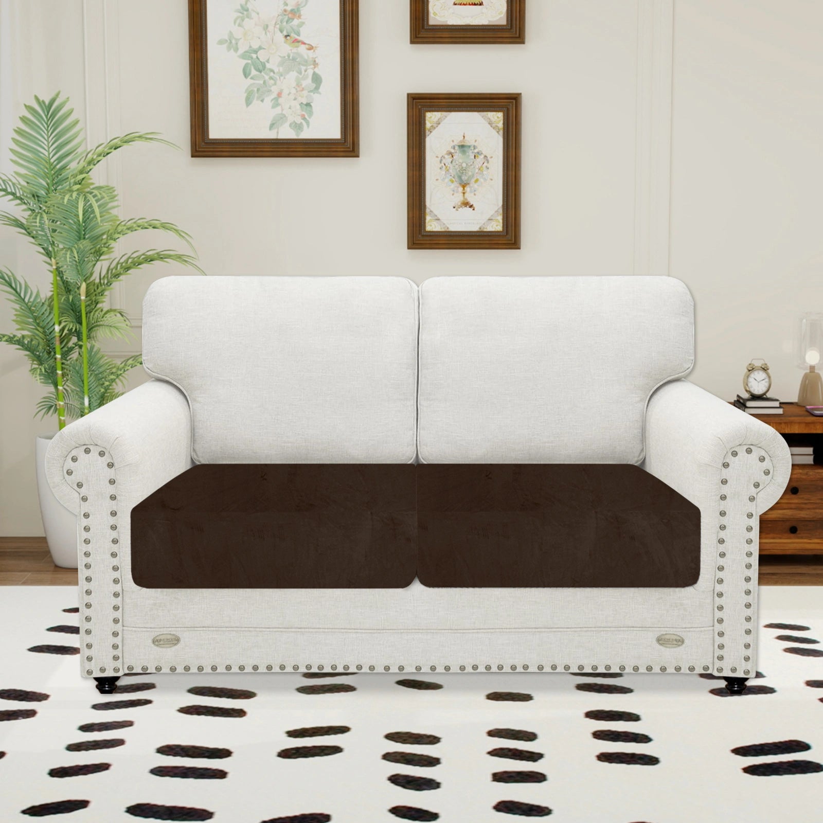 YSTYLE 2 Pieces Velvet Cushion Cover – Stretch Fit, Anti-Slip, Universal for Separate Sofa Cushions