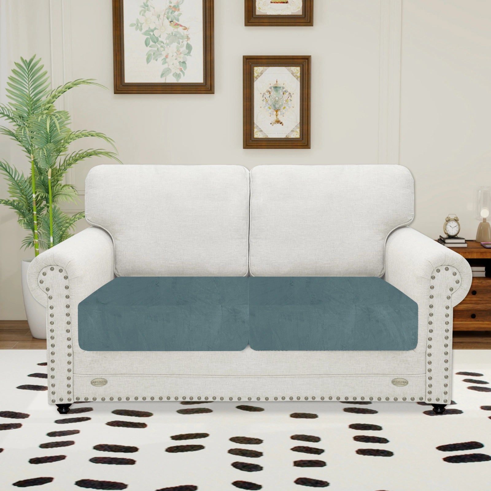 YSTYLE 2 Pieces Velvet Stretch Sofa Seat Cover 1 Seater Anti Slip-YSTYLE