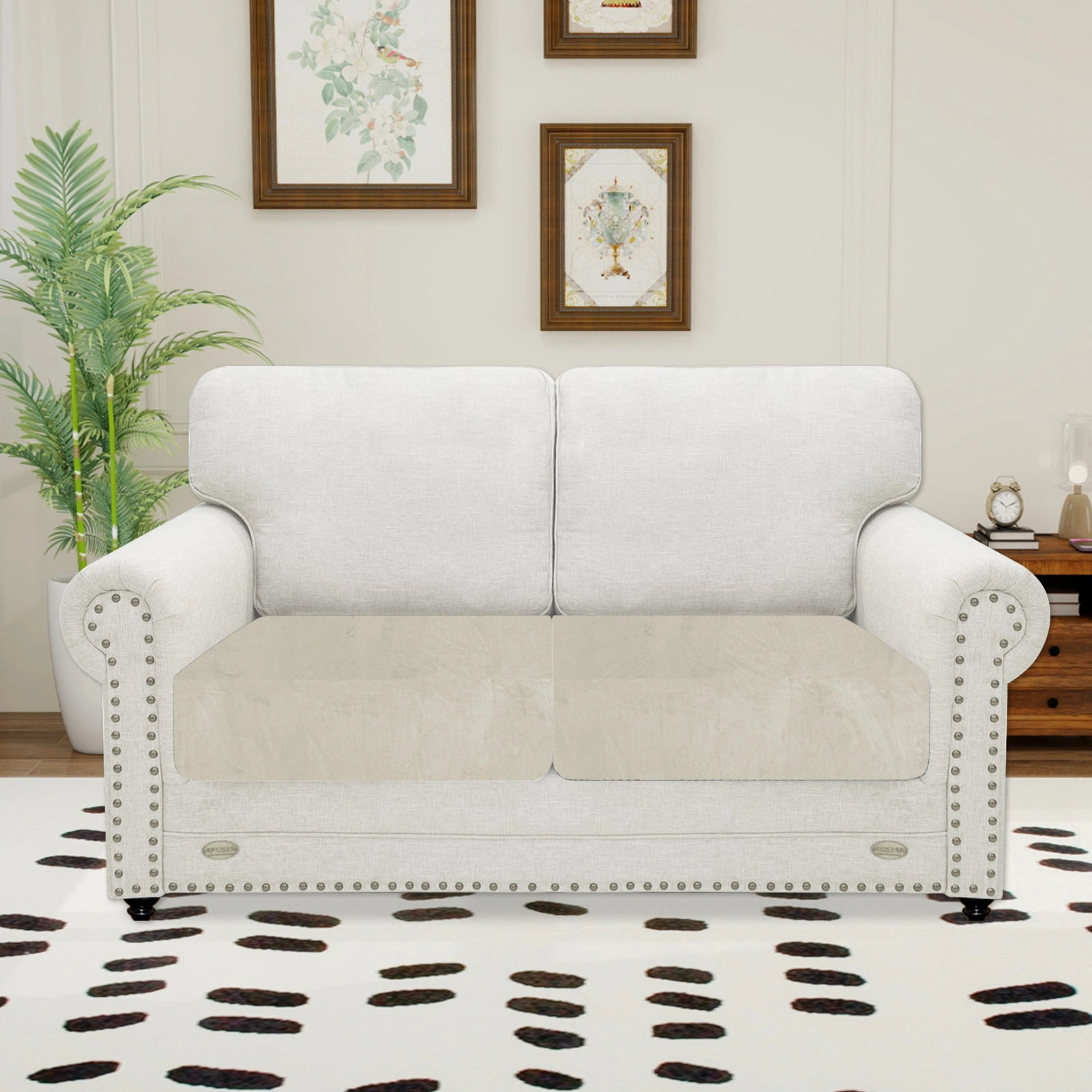 YSTYLE 2 Pieces Velvet Stretch Sofa Seat Cover 1 Seater Anti Slip-YSTYLE