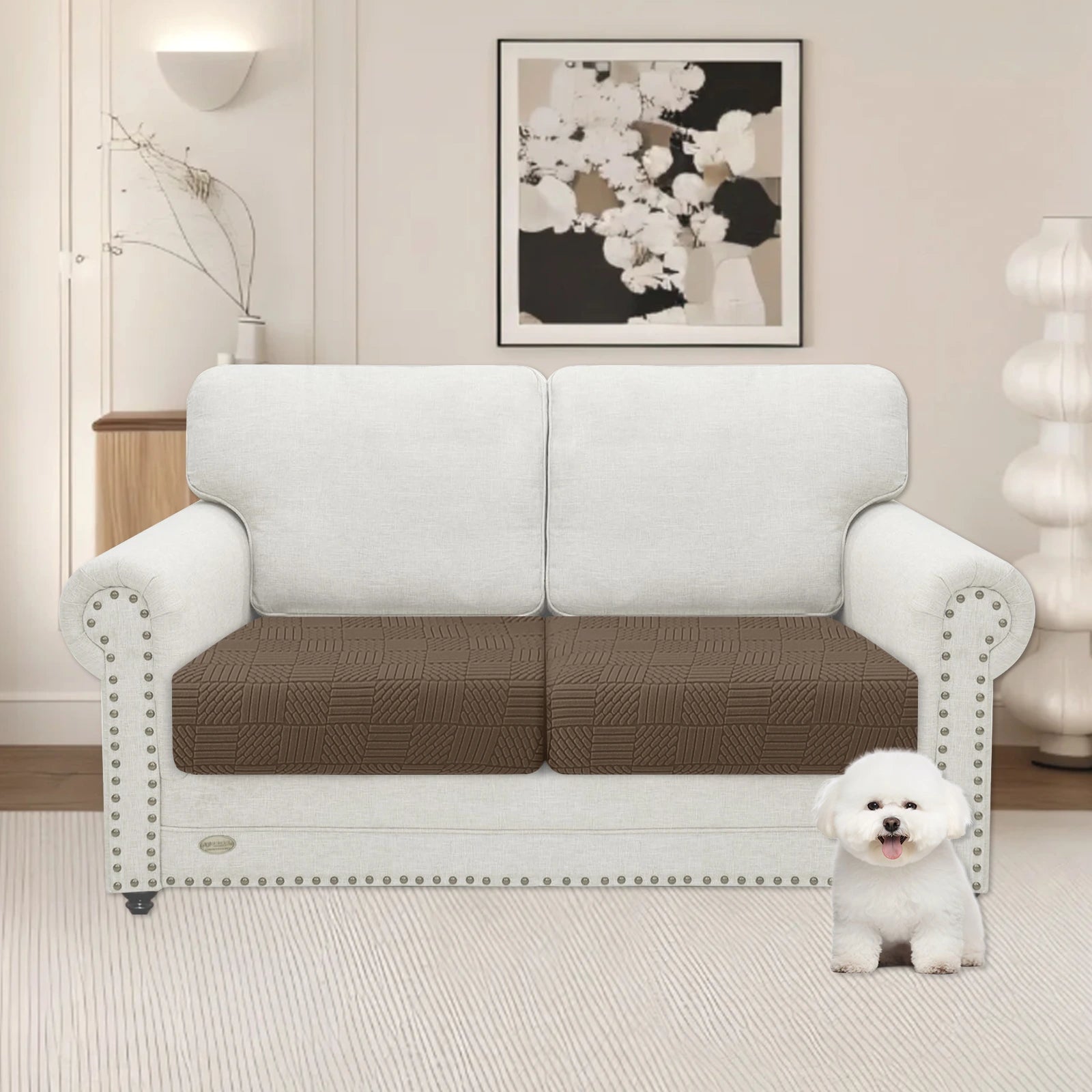 YSTYLE 2 Pieces Sofa Cushion Cover – Stretch Fit, Elastic Bottom, Universal Use, Anti-Slip, Full Protection-Five Line