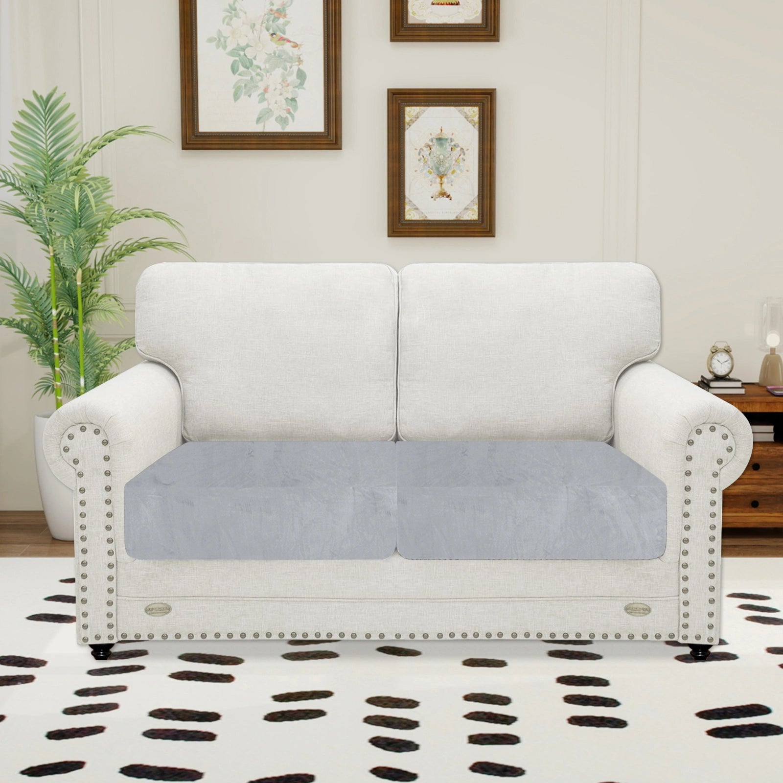 YSTYLE 2 Pieces Velvet Stretch Sofa Seat Cover 1 Seater Anti Slip-YSTYLE