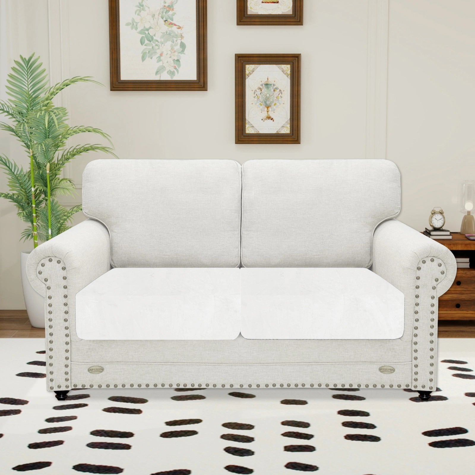 YSTYLE 2 Pieces Velvet Stretch Sofa Seat Cover 1 Seater Anti Slip-YSTYLE