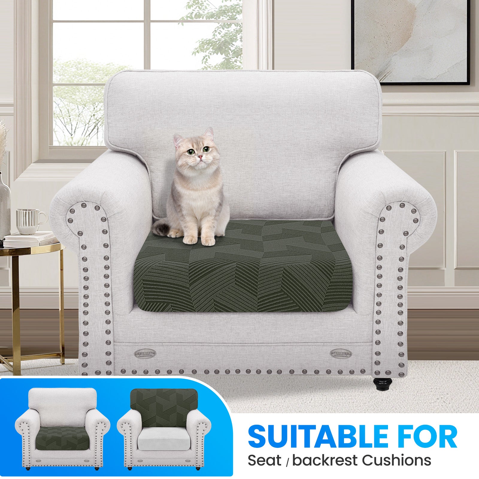 Ystyle 1 Piece-Large Elastic Sofa Seat Cover, Universal Living Room Cushion Cover, Separate Sofa Cushion Slipcovers, Non-Slip, Stain-Resistant, Super Soft & Washable