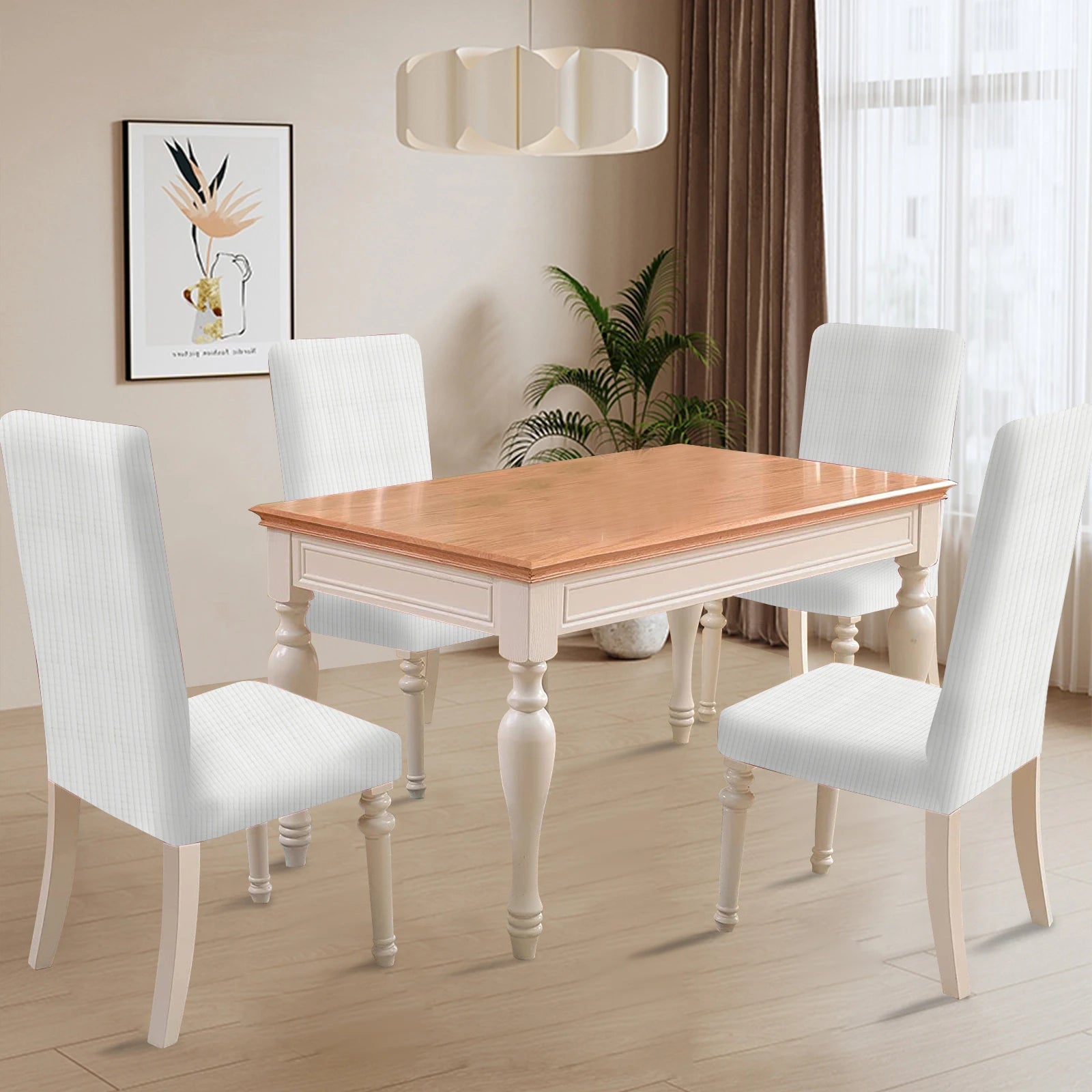 YSTYLE 6 Pieces Stretch Dining Chair Covers Jacquard Pattern-YSTYLE