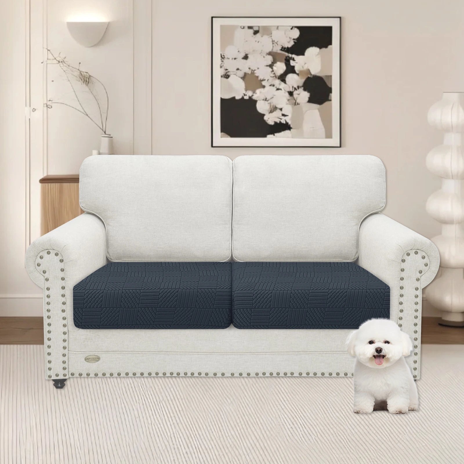 YSTYLE 2 Pieces Sofa Cushion Cover – Stretch Fit, Elastic Bottom, Universal Use, Anti-Slip, Full Protection-Five Line