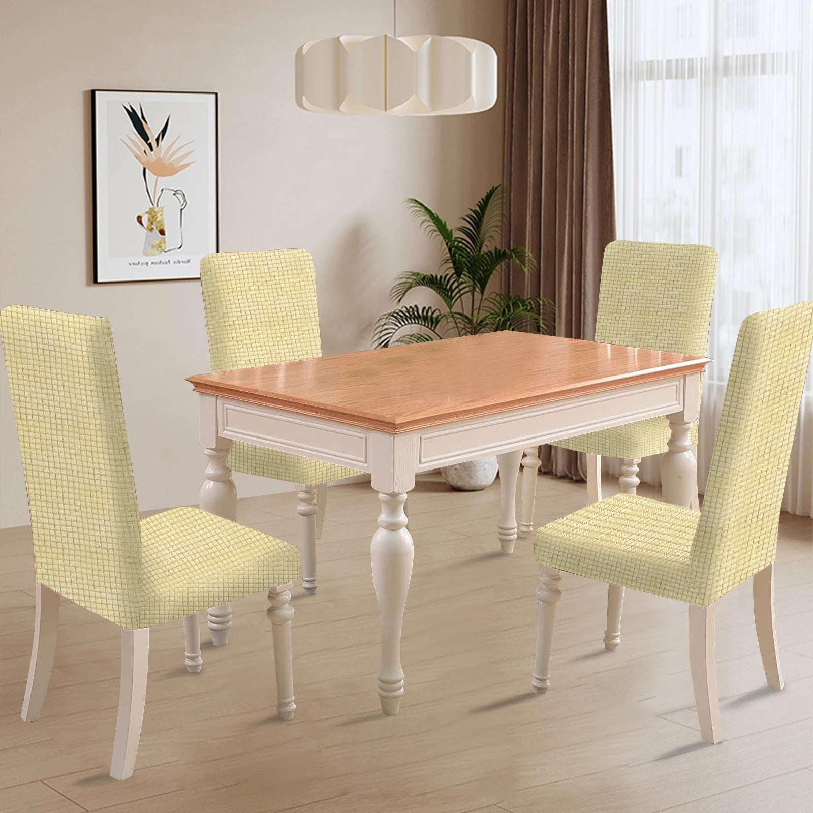 YSTYLE 6 Pieces Stretch Dining Chair Covers Jacquard Pattern-YSTYLE