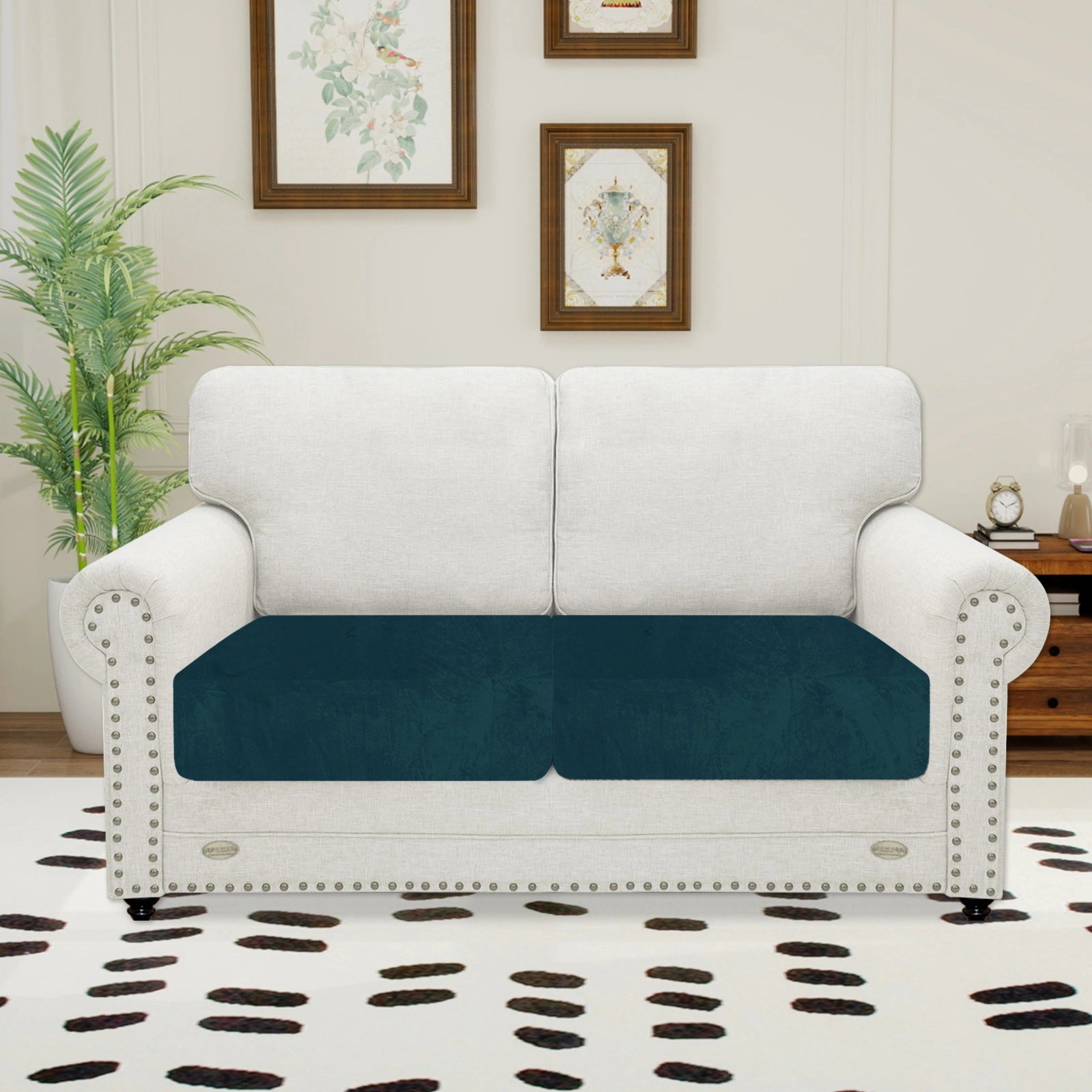 YSTYLE 2 Pieces Velvet Stretch Sofa Seat Cover 1 Seater Anti Slip-YSTYLE