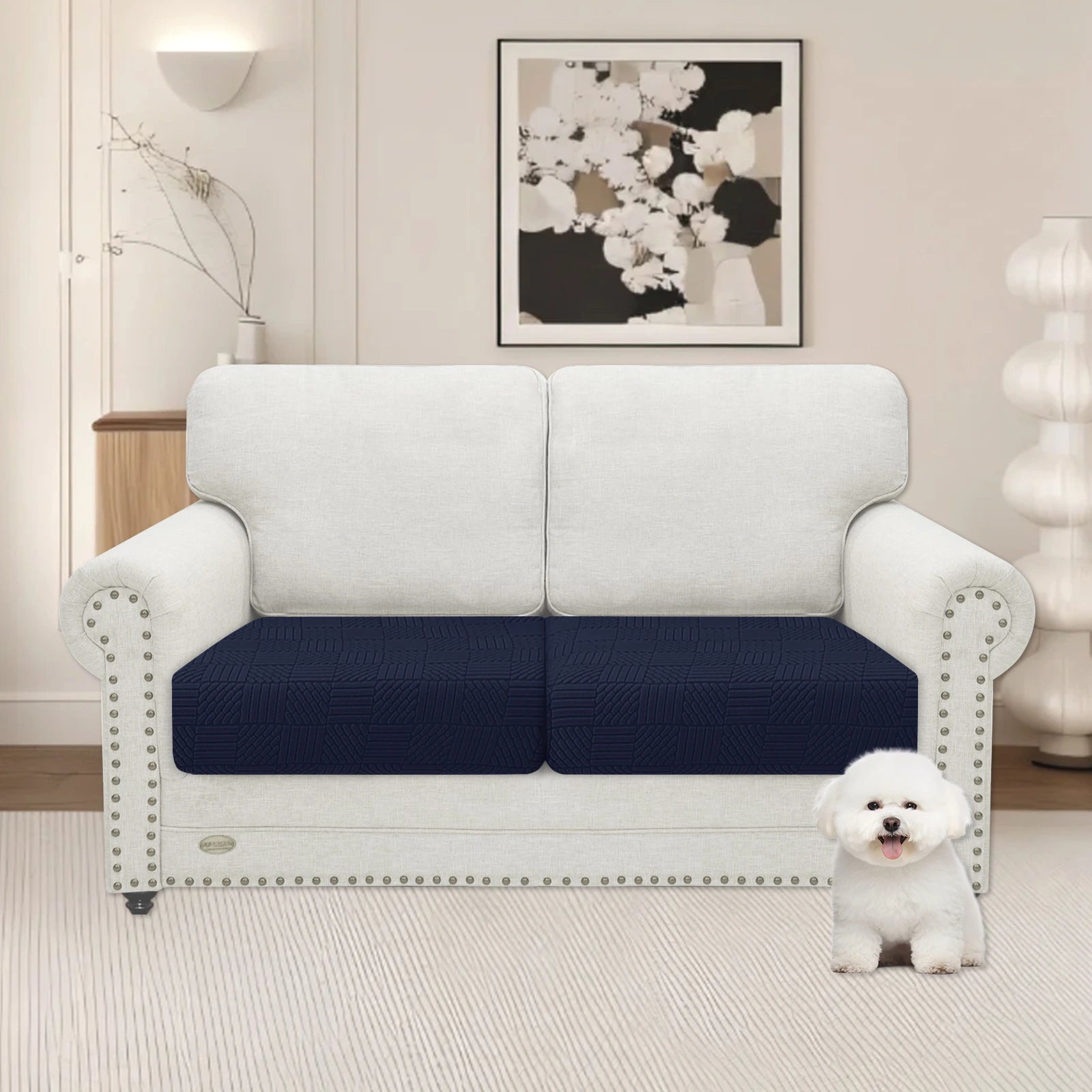 YSTYLE 2 Pieces Sofa Cushion Cover – Stretch Fit, Elastic Bottom, Universal Use, Anti-Slip, Full Protection-Five Line