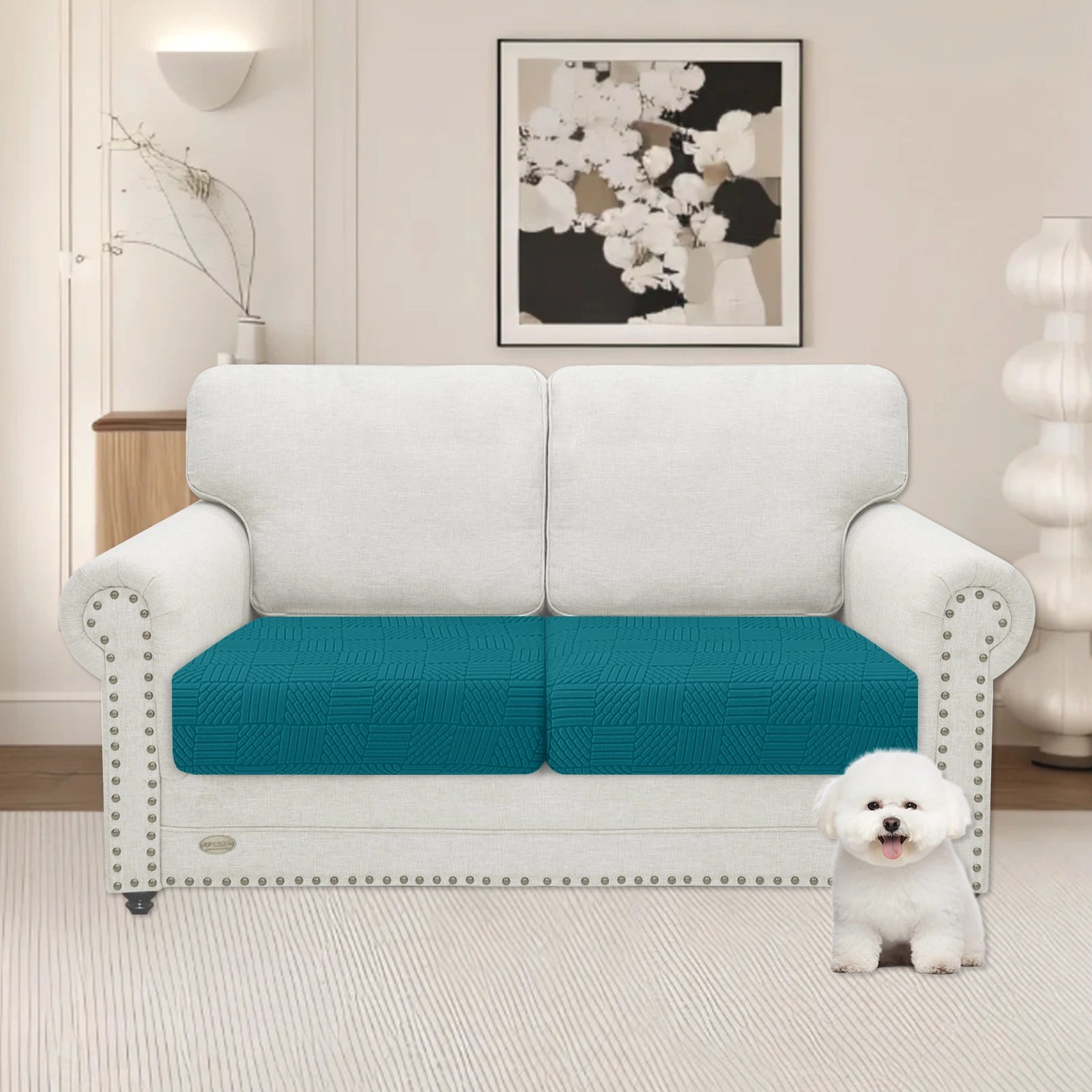 YSTYLE 2 Pieces Sofa Cushion Cover – Stretch Fit, Elastic Bottom, Universal Use, Anti-Slip, Full Protection-Five Line