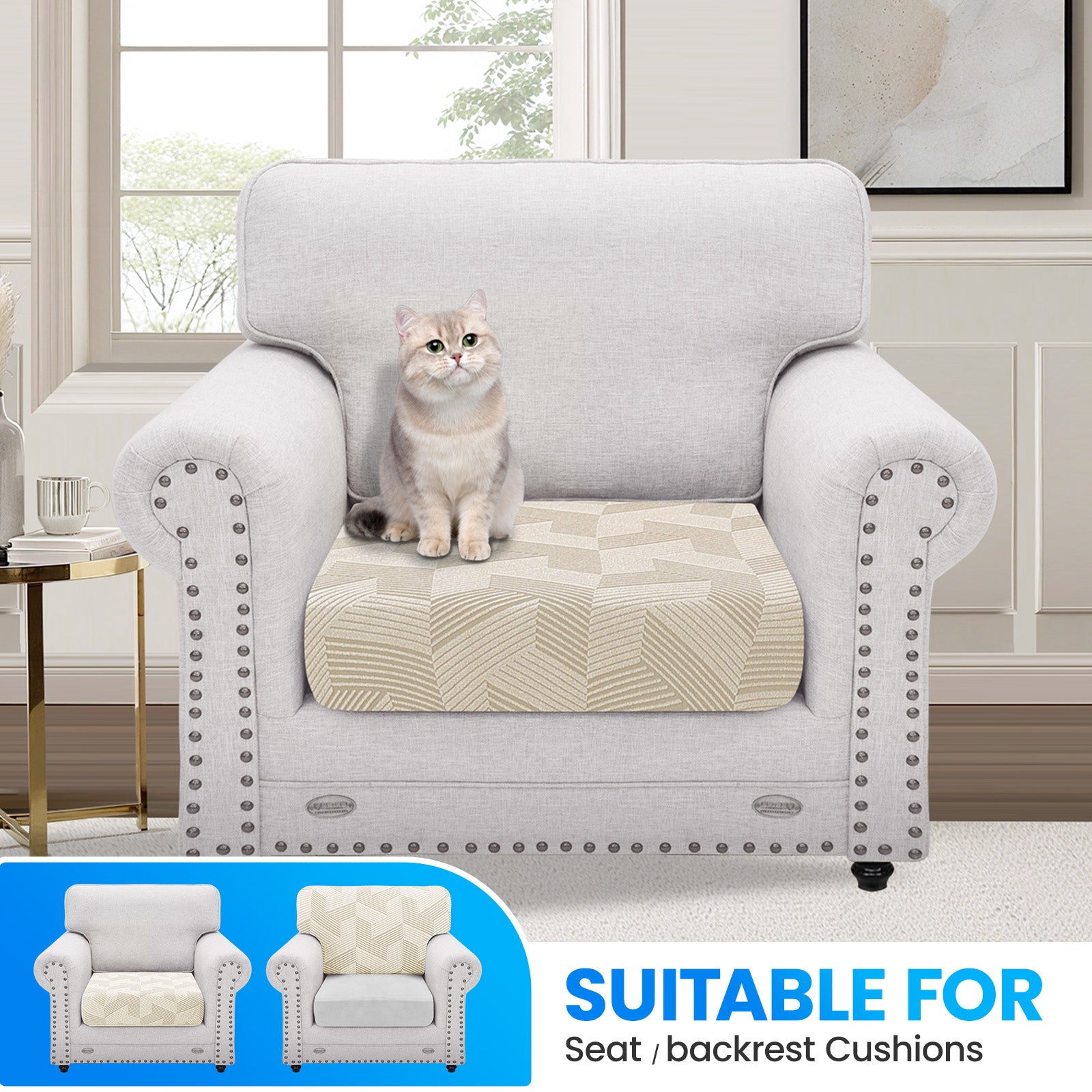 Ystyle 1 Piece-Large Elastic Sofa Seat Cover, Universal Living Room Cushion Cover, Separate Sofa Cushion Slipcovers, Non-Slip, Stain-Resistant, Super Soft & Washable