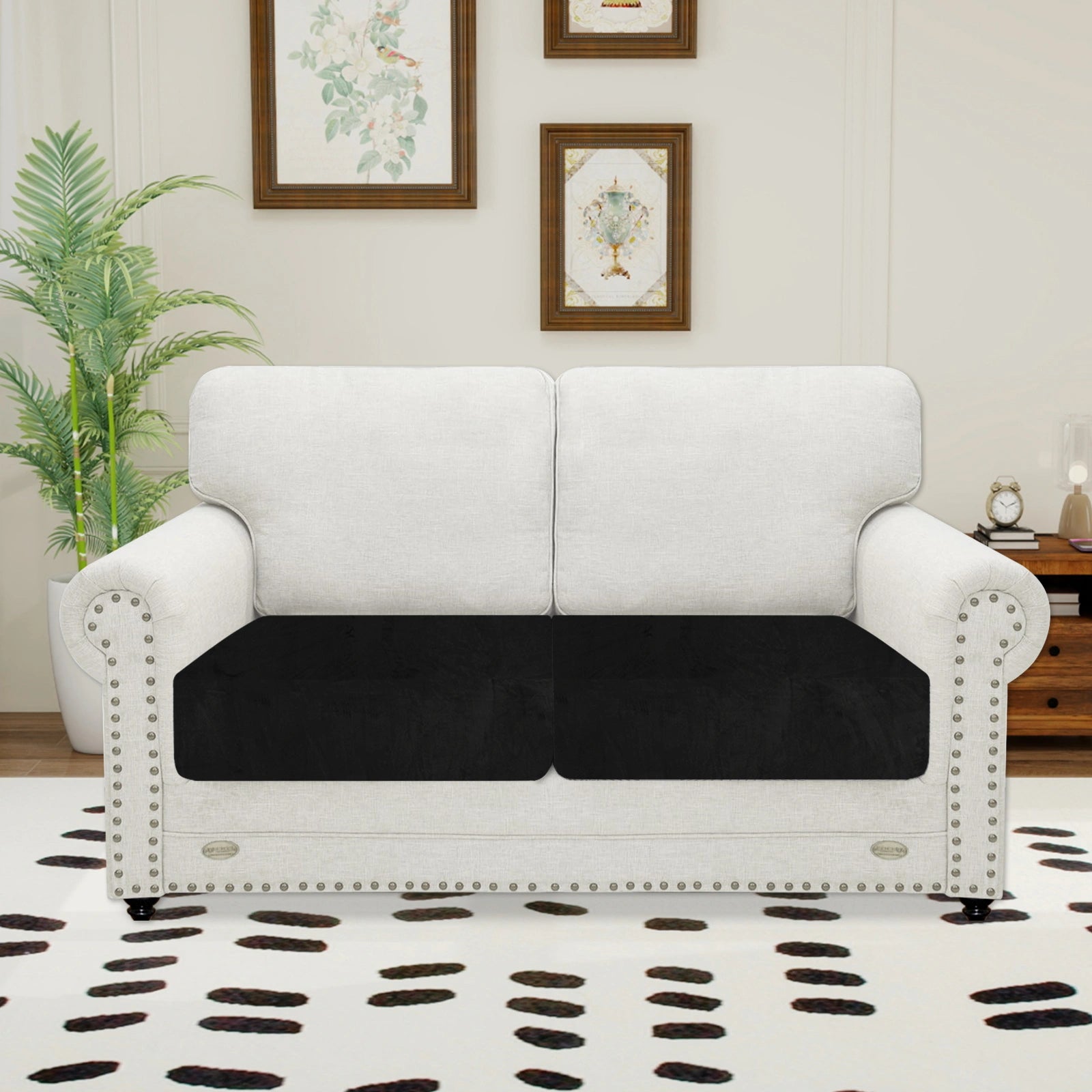 YSTYLE 2 Pieces Velvet Cushion Cover – Stretch Fit, Anti-Slip, Universal for Separate Sofa Cushions