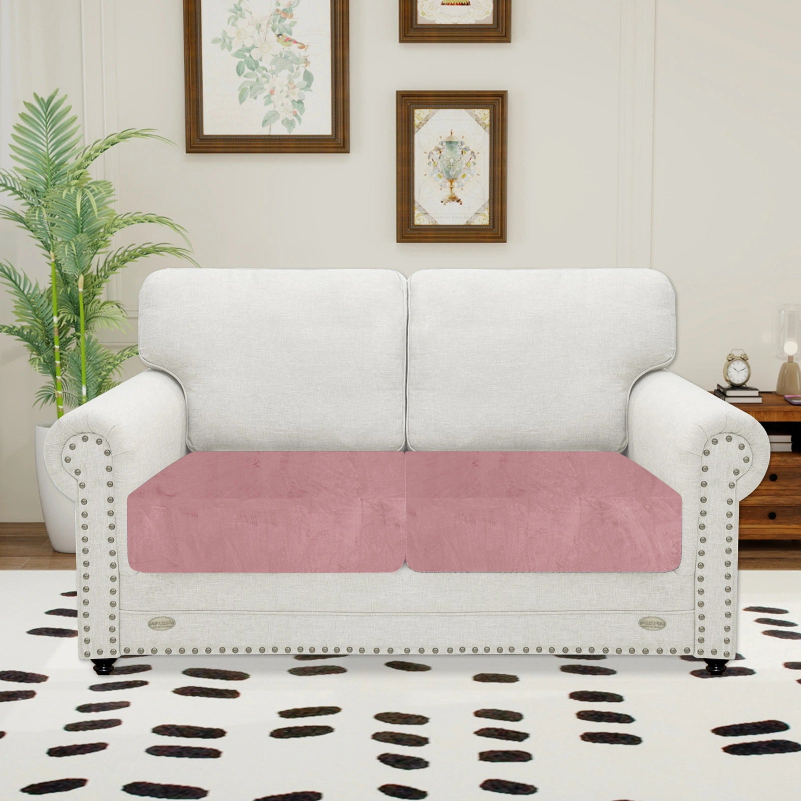 YSTYLE 2 Pieces Velvet Stretch Sofa Seat Cover 1 Seater Anti Slip-YSTYLE