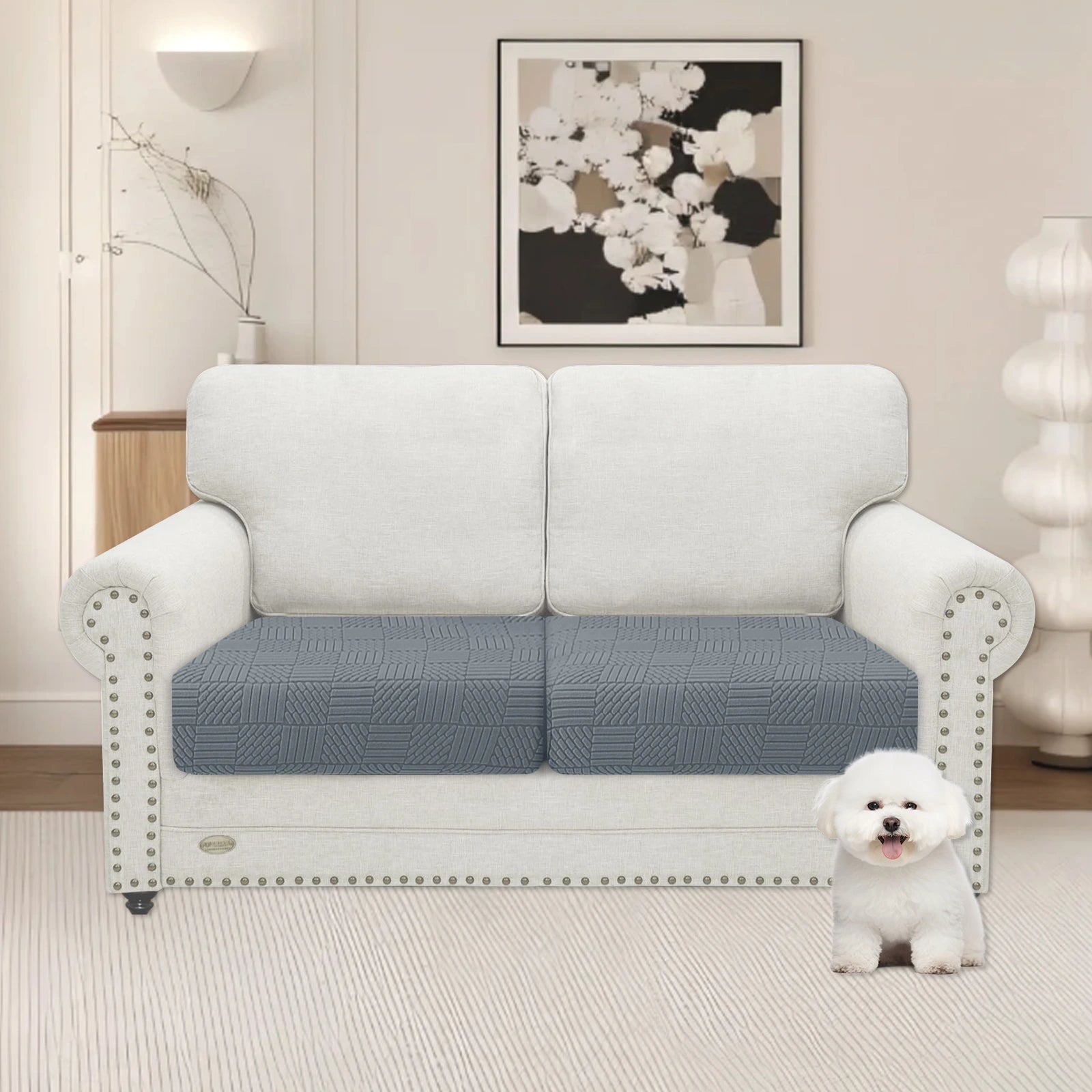 YSTYLE 2 Pieces Sofa Cushion Cover – Stretch Fit, Elastic Bottom, Universal Use, Anti-Slip, Full Protection-Five Line