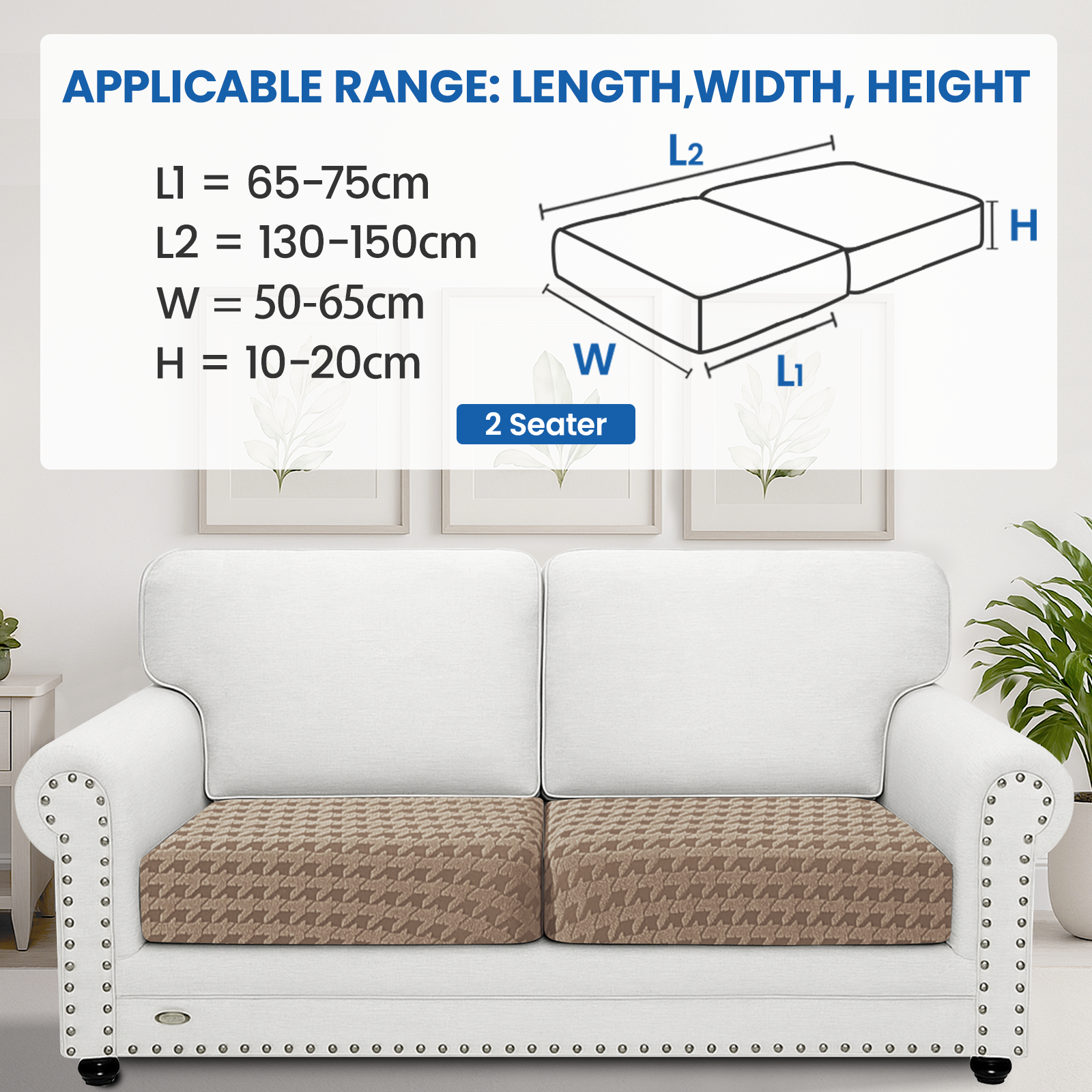 Ystyle 2-Piece Set Sofa Seat Covers, 1-Seat, Elastic & Universal Sofa Cushion Covers