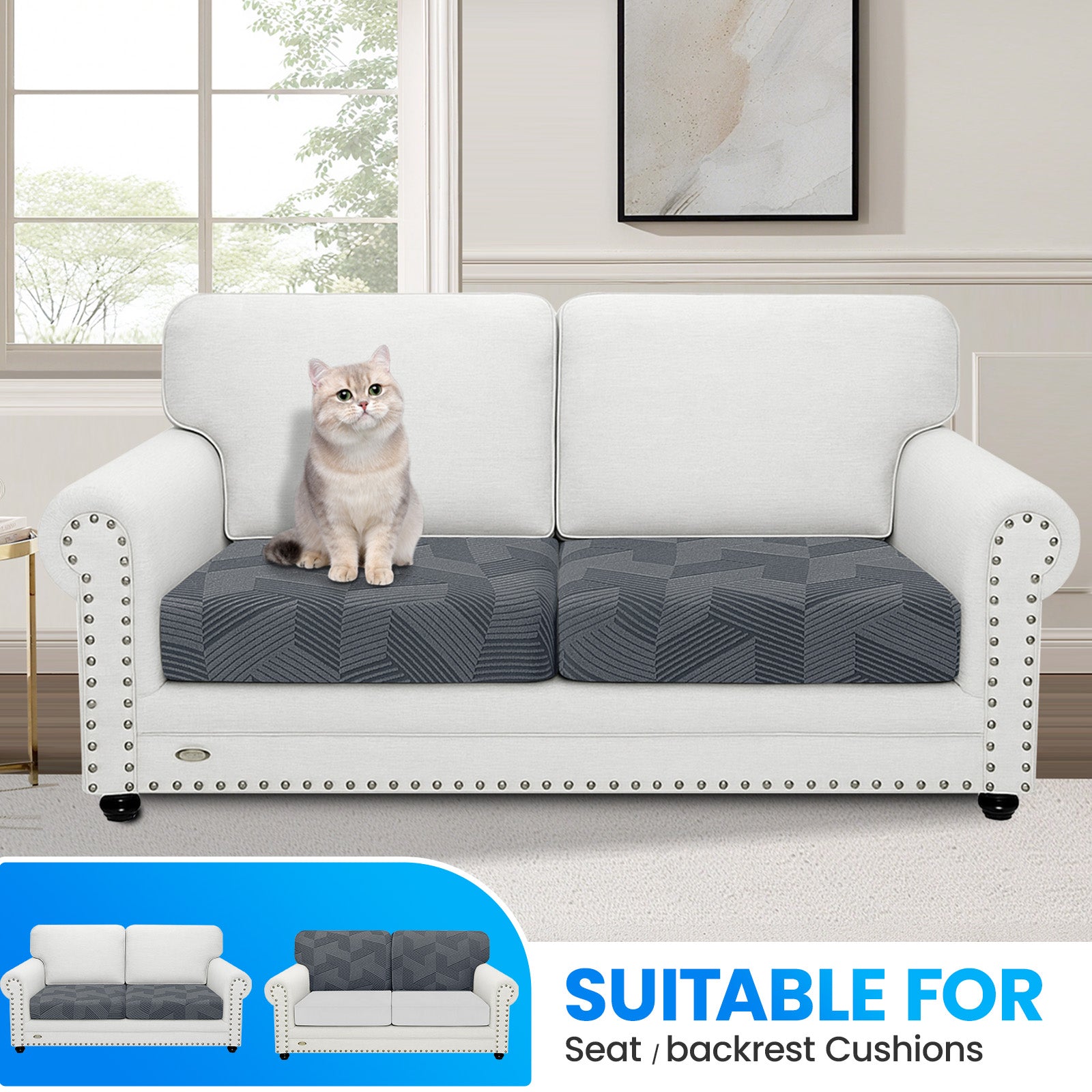 Ystyle 2 Piece Universal 1 Seater Stretch Sofa Cushion Cover-YSTYLE