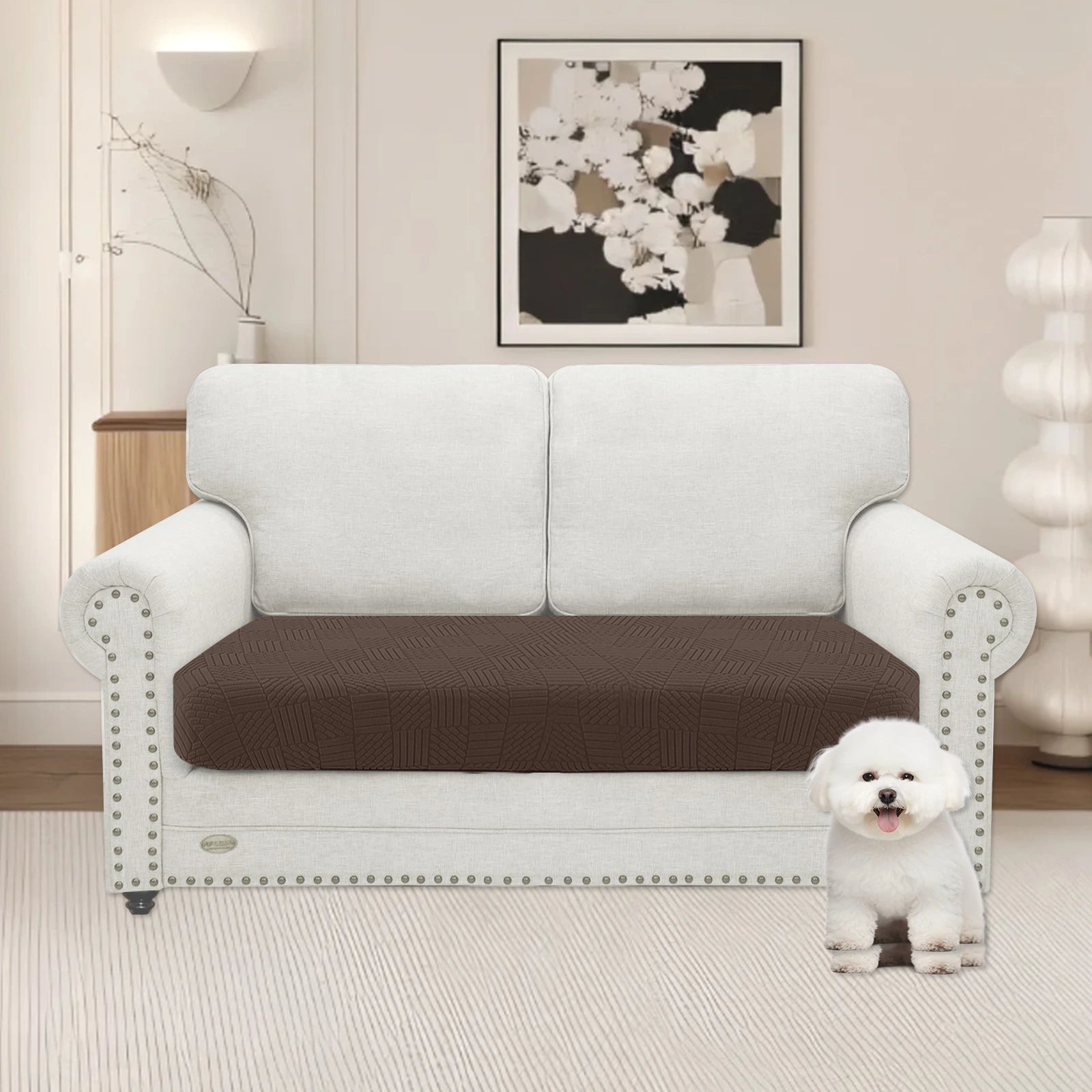 YSTYLE 2 Seater Sofa Cushion Cover – Stretch Fit, Elastic Bottom, Universal Use, Anti-Slip, Full Protection-Five Line