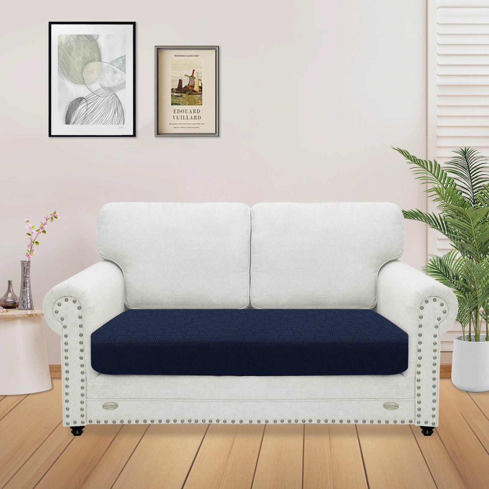 YSTYLE 2 Seater Sofa Cushion Cover – Stretch Fit, Anti-Slip, Geometric Design, Universal Use, Washable-MouthPiece