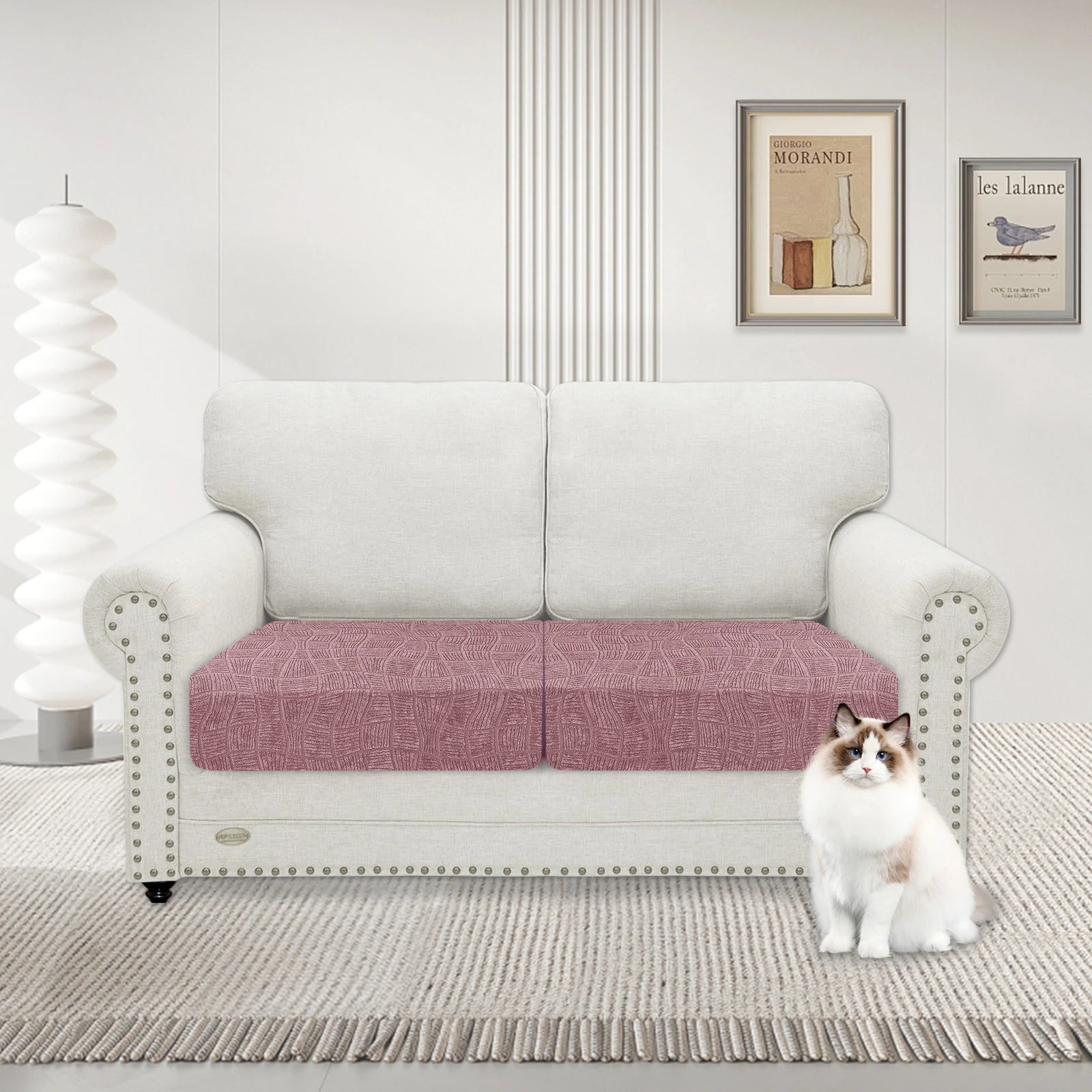 YSTYLE 2 Pieces WaterProof Cushion Cover – Stretch Fit, Anti-Slip, Elastic, Washable, Universal Use-Ripple