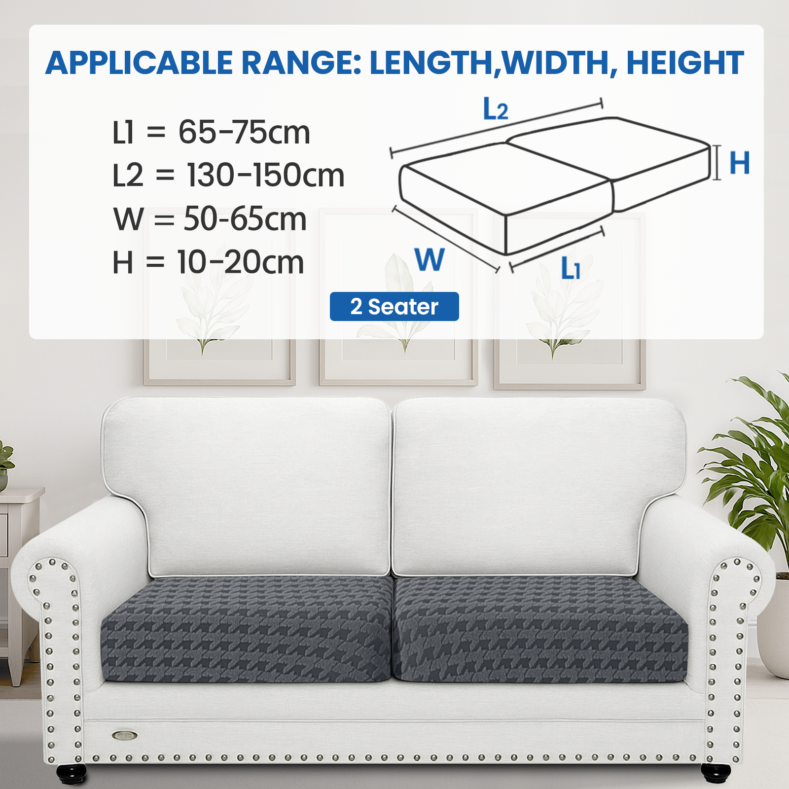 Ystyle 2-Piece Set Sofa Seat Covers, 1-Seat, Elastic & Universal Sofa Cushion Covers