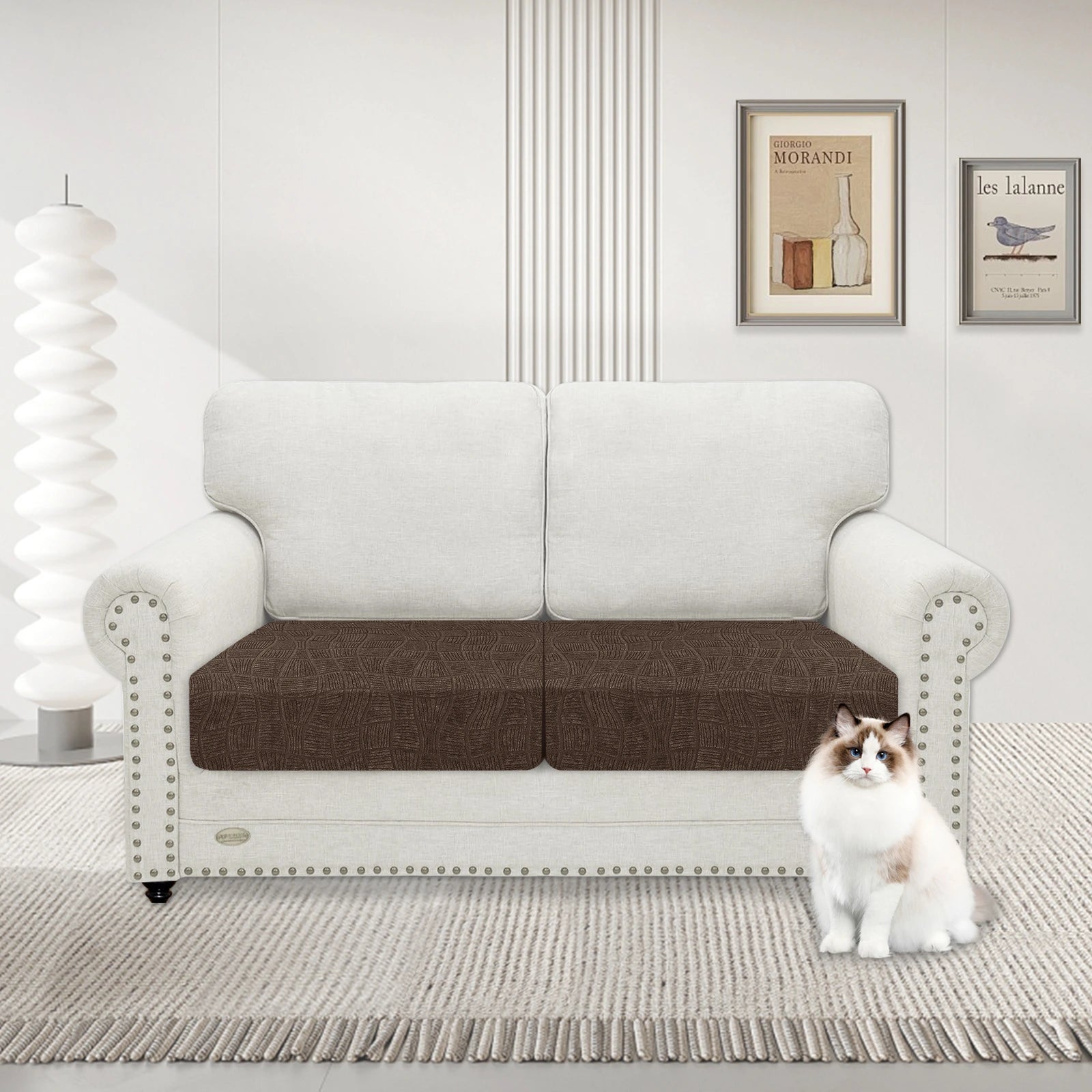 YSTYLE 2 Pieces WaterProof Cushion Cover – Stretch Fit, Anti-Slip, Elastic, Washable, Universal Use-Ripple