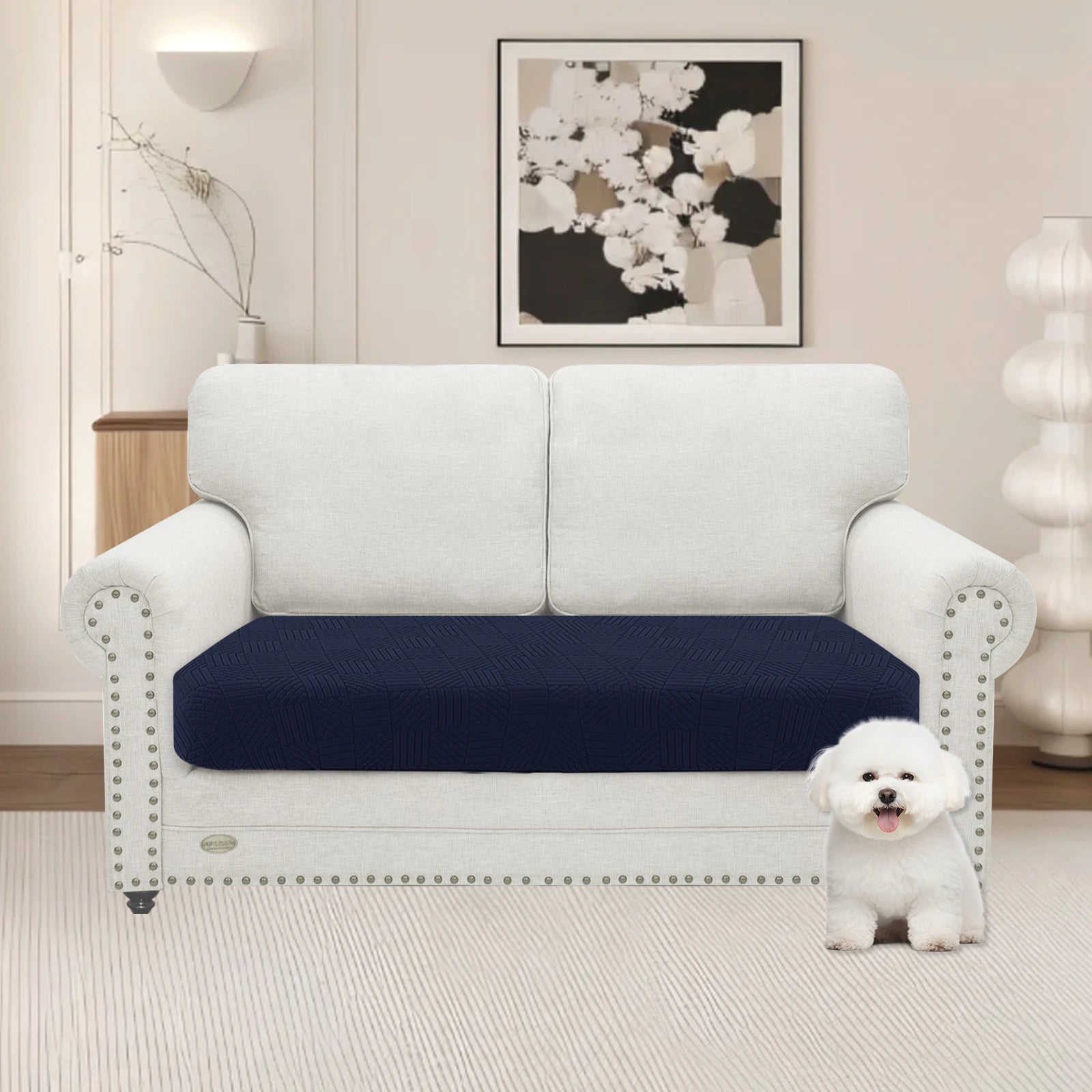 YSTYLE 2 Seater Sofa Cushion Cover – Stretch Fit, Elastic Bottom, Universal Use, Anti-Slip, Full Protection-Five Line