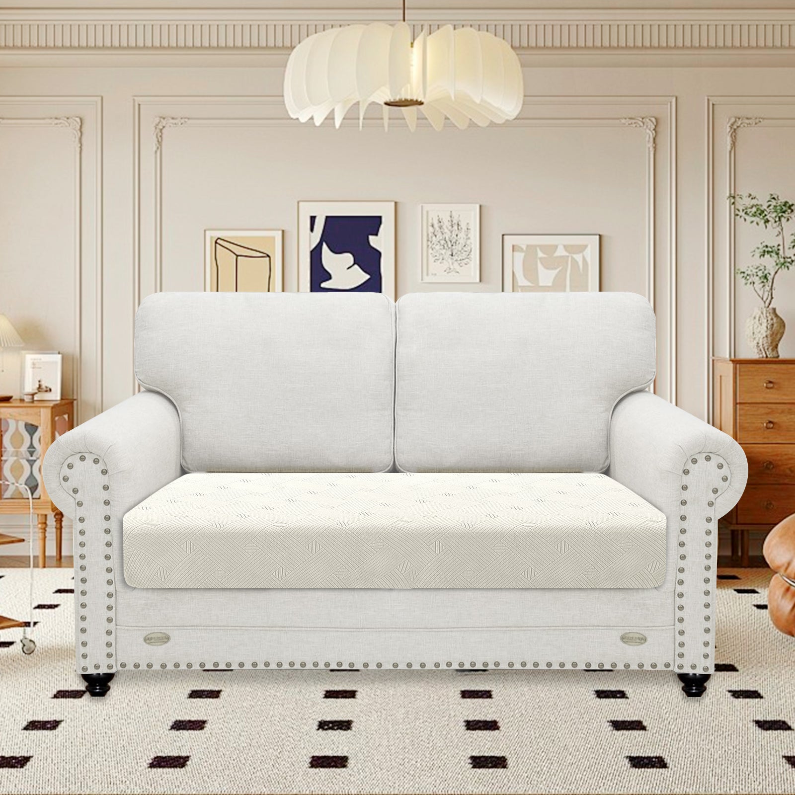YSTYLE Sofá de 2 Plazas Funda para Cojines – Ajuste Elástico, Antideslizante, Patrón Geométrico, Uso Universal, Protección Total - Patrón Entrelazado