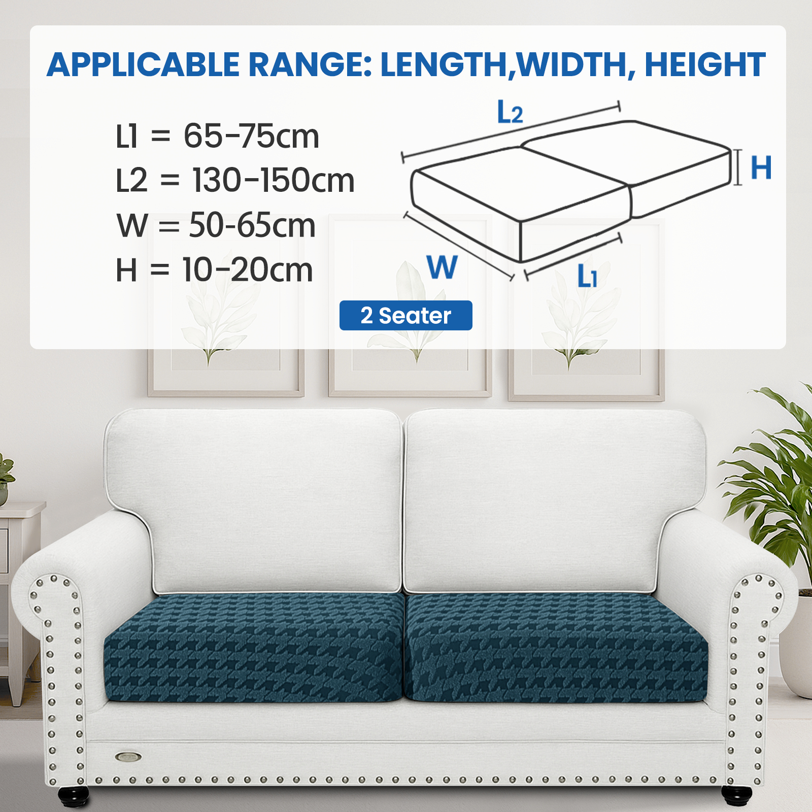 Ystyle 2-Piece Set Sofa Seat Covers, 1-Seat, Elastic & Universal Sofa Cushion Covers